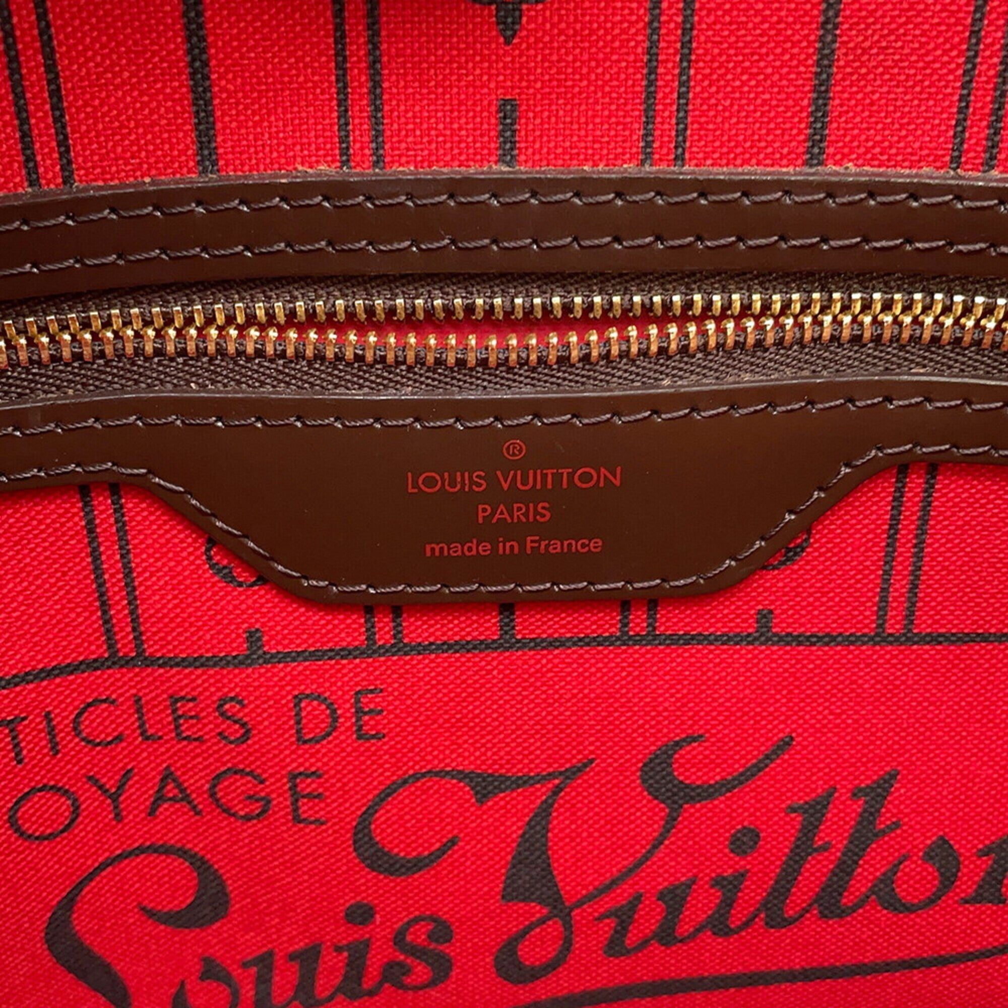 Louis Vuitton Damier Damier Canvas Ebene Red Color Handbag Tote Bag (Pre-Owned)