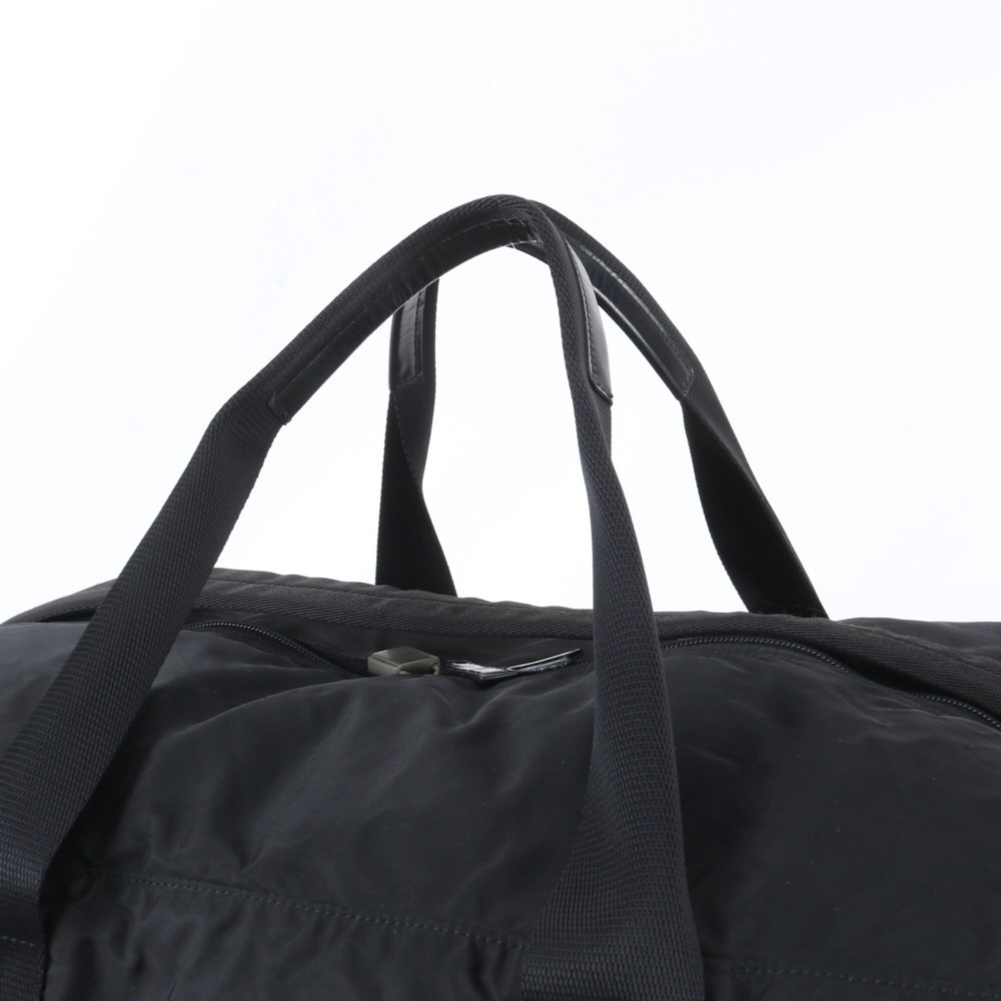 Prada Black Leather Nylon Boston Bag Shoulder Bag (Pre-Owned)