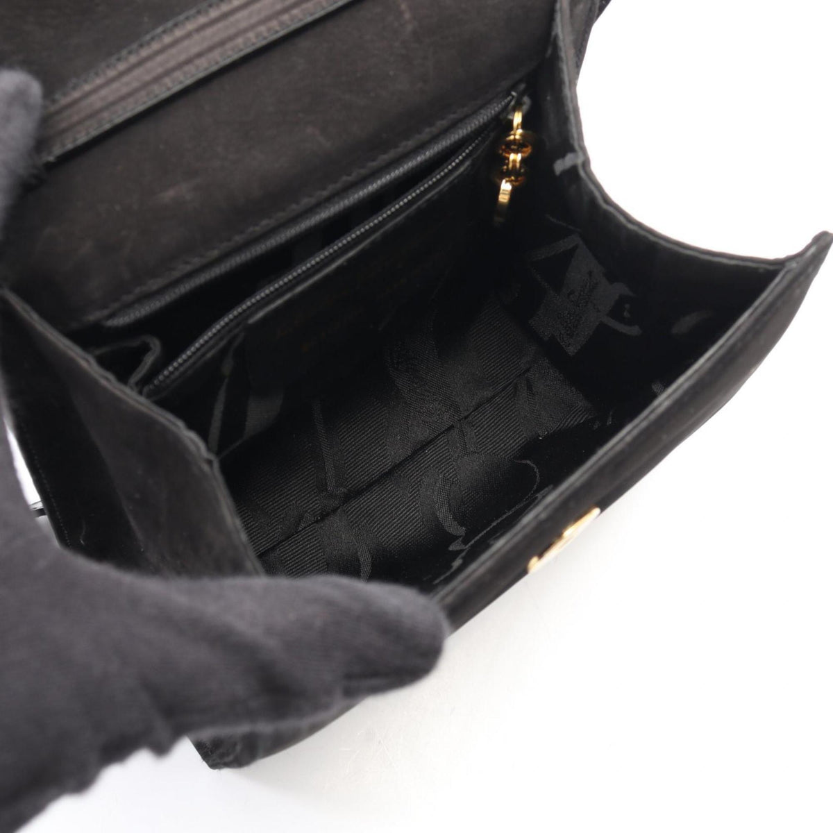 Salvatore Ferragamo Black Suede Handbag (Pre-Owned)
