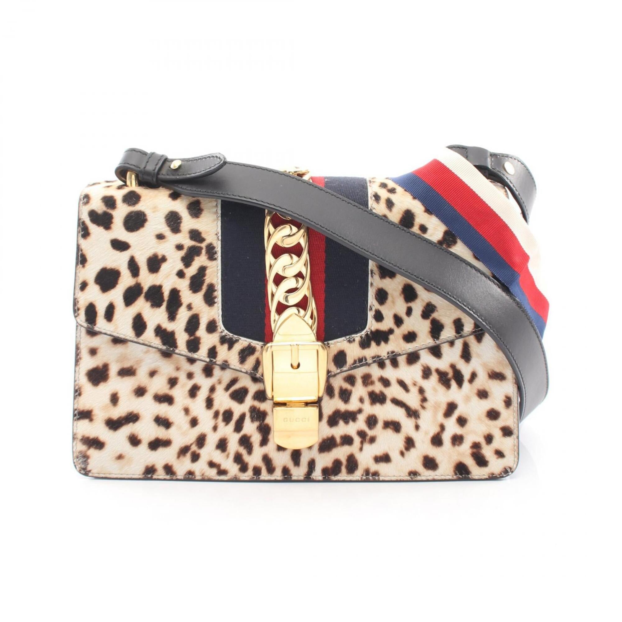 Gucci Beige Black Multi-Color Leather Handbag Shoulder Bag (Pre-Owned)