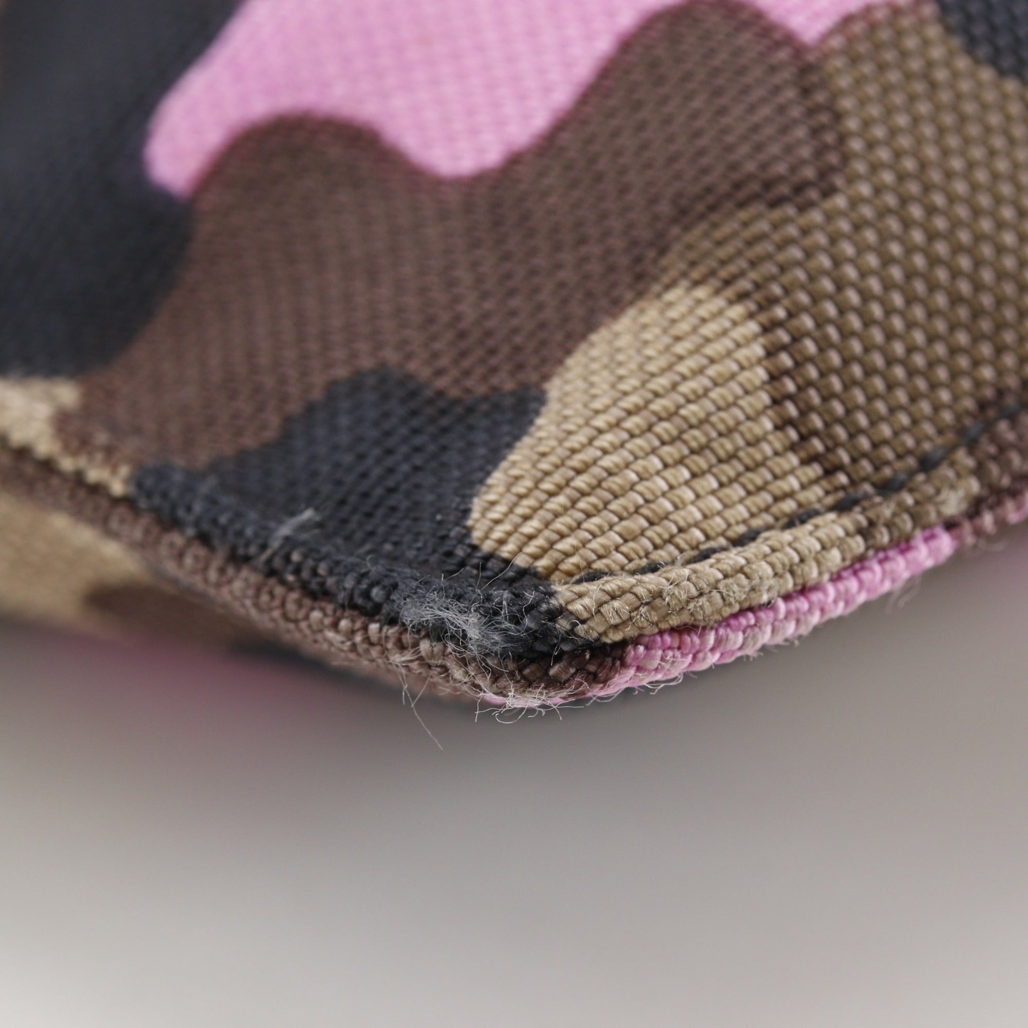 Prada Brown Pink Nylon Canvas Shoulder Bag (Pre-Owned)