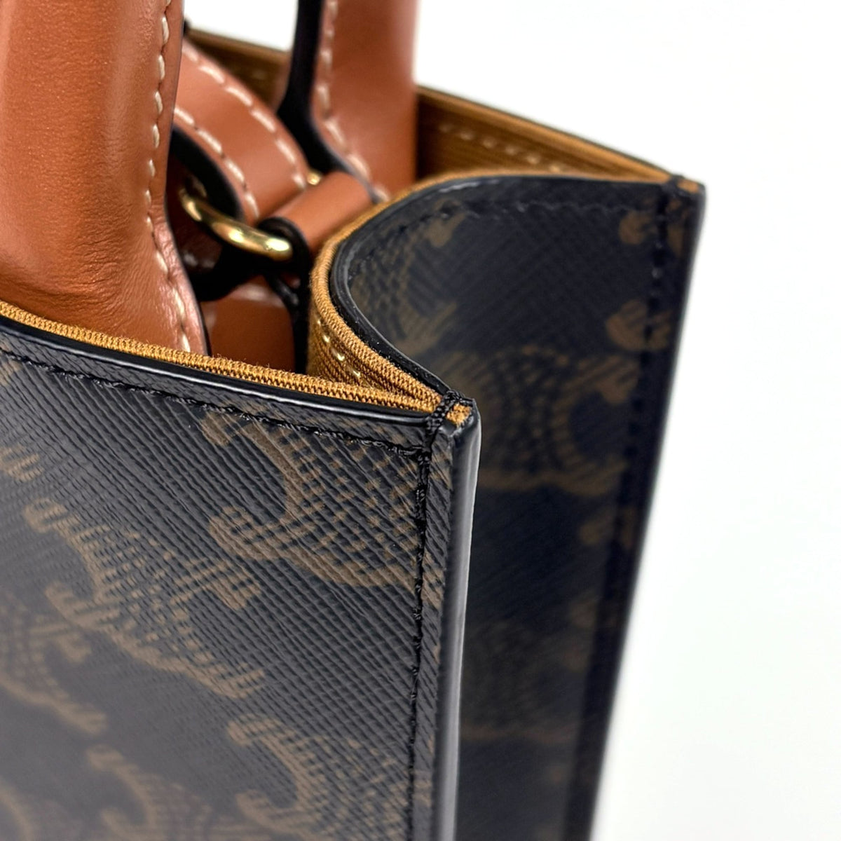 Celine Black Brown Coated Canvas Leather Tote Bag (Pre-Owned)