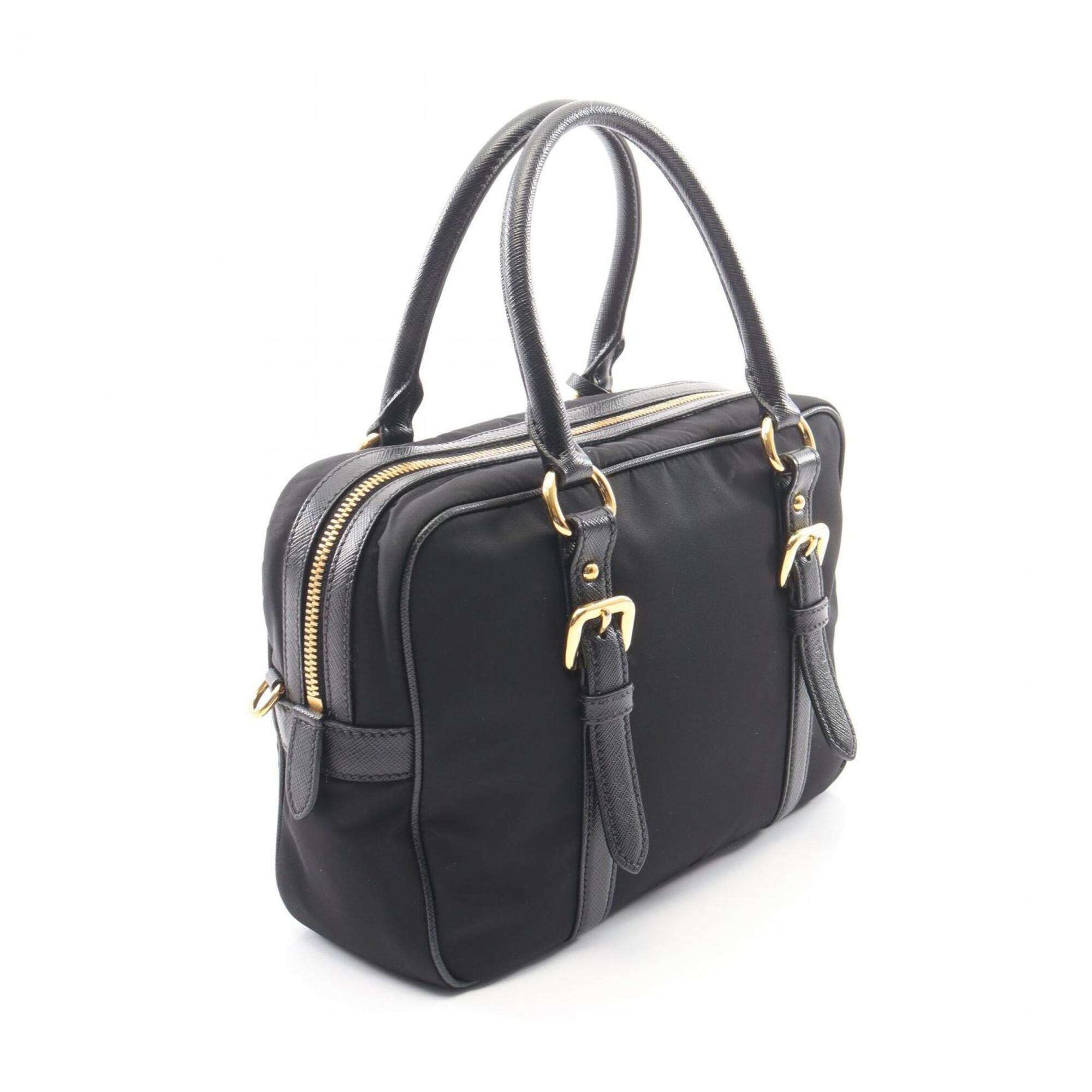 Prada Black Nylon Leather Handbag (Pre-Owned)