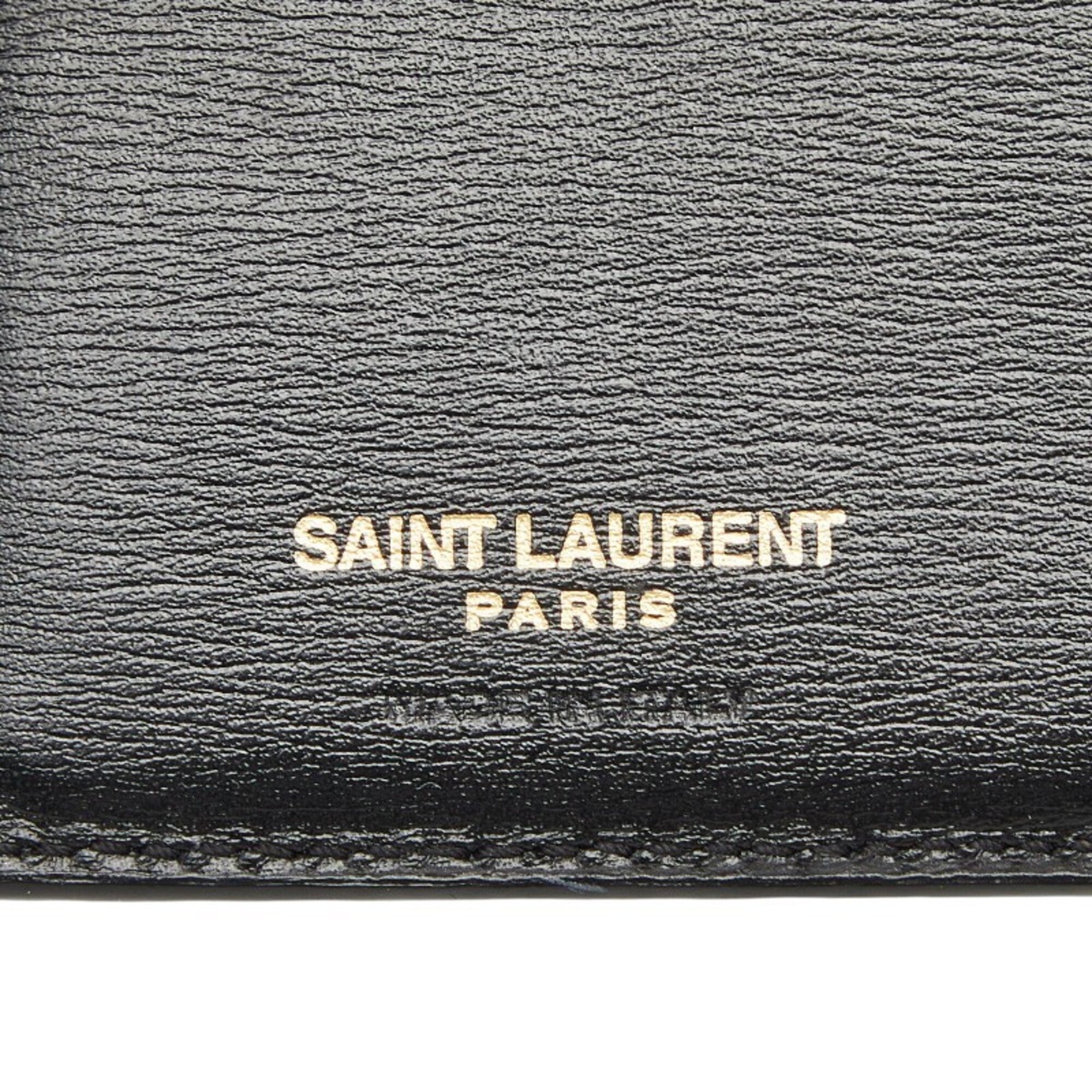 Saint Laurent Black Leather Long Wallet (Bi-Fold) (Pre-Owned)