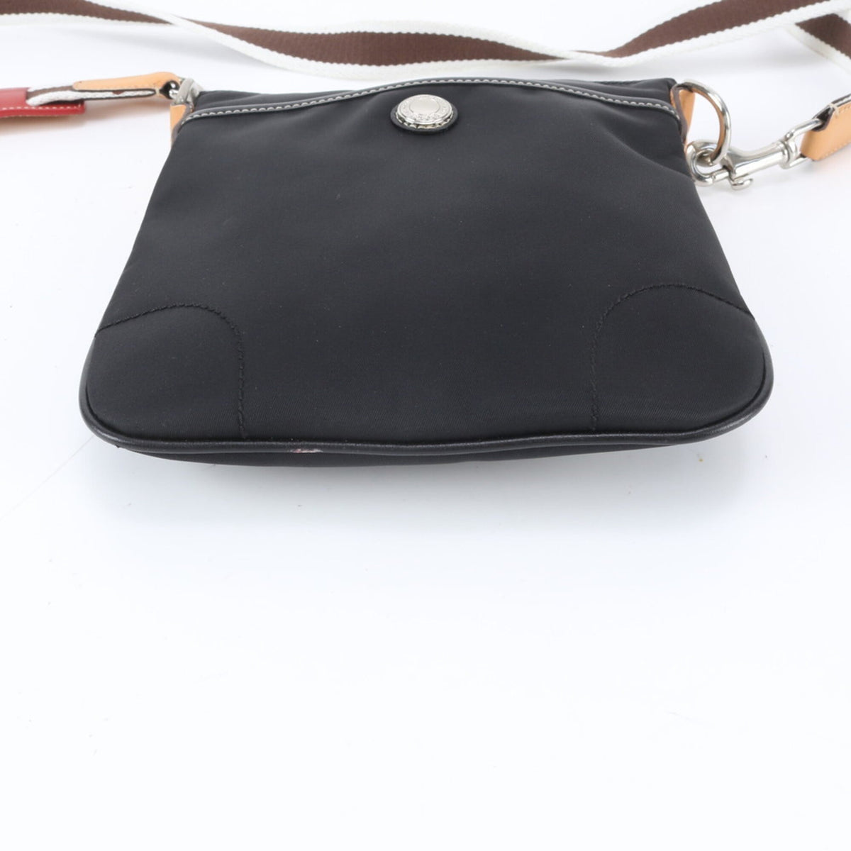 Coach Black Leather Nylon Messenger Bag Shoulder Bag (Pre-Owned)