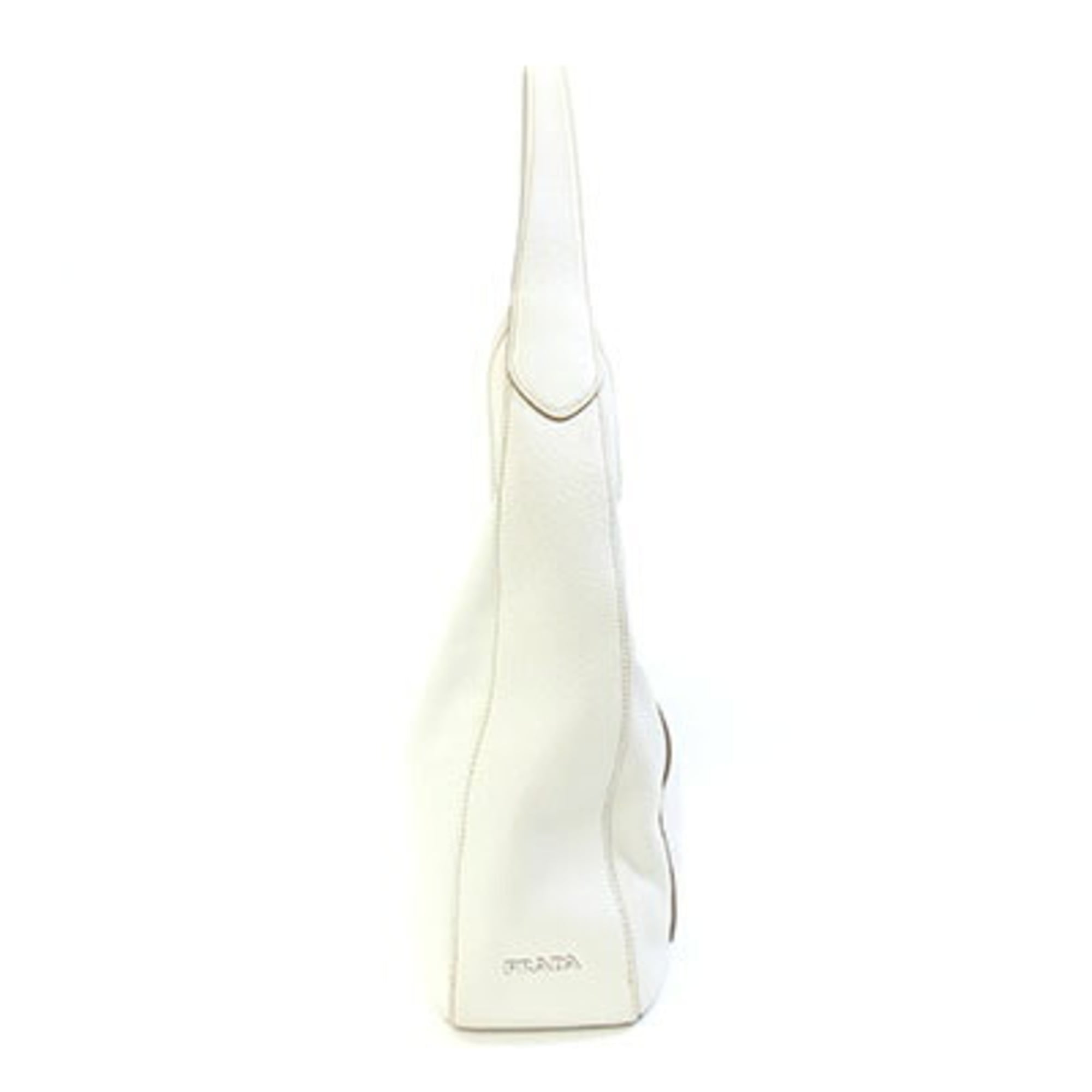 Prada Off-White Talco Leather Shoulder Bag (Pre-Owned)