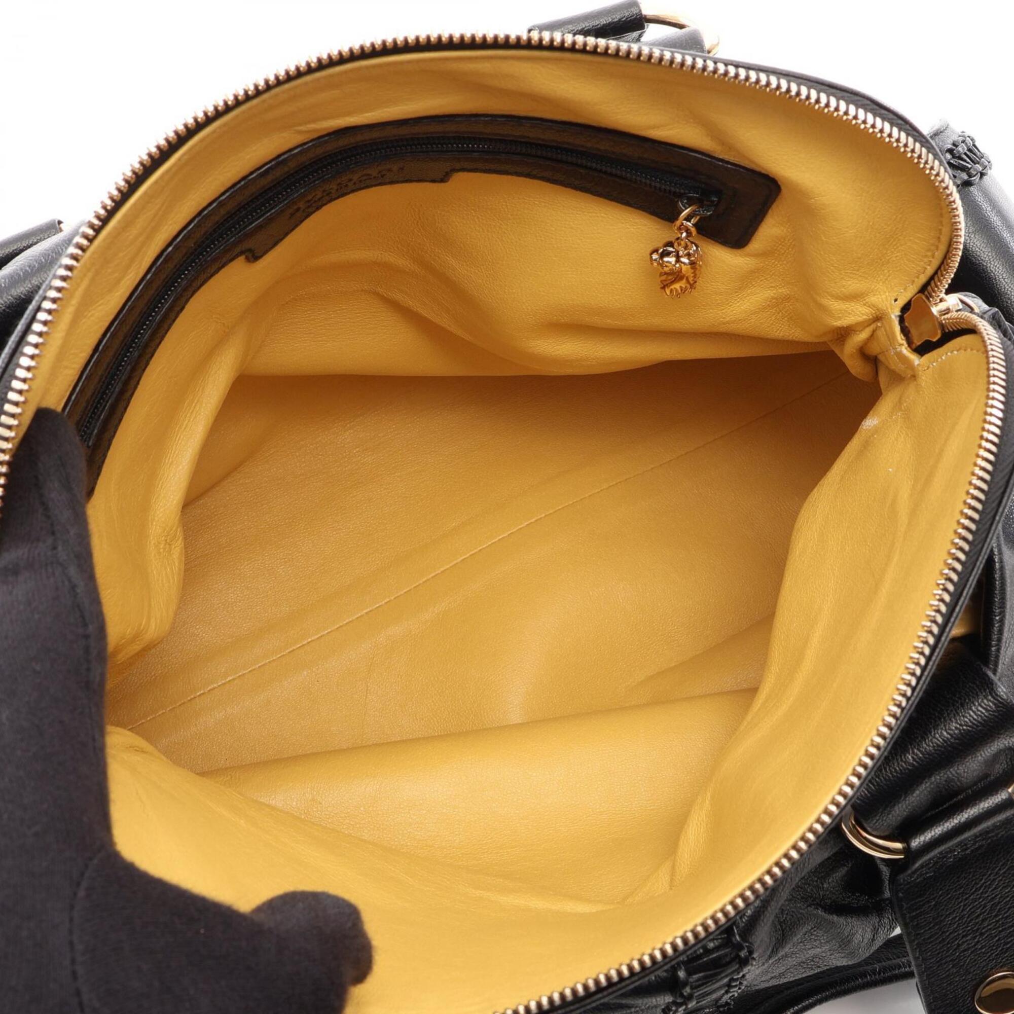 Bvlgari Leoni Black Leather Handbag (Pre-Owned)
