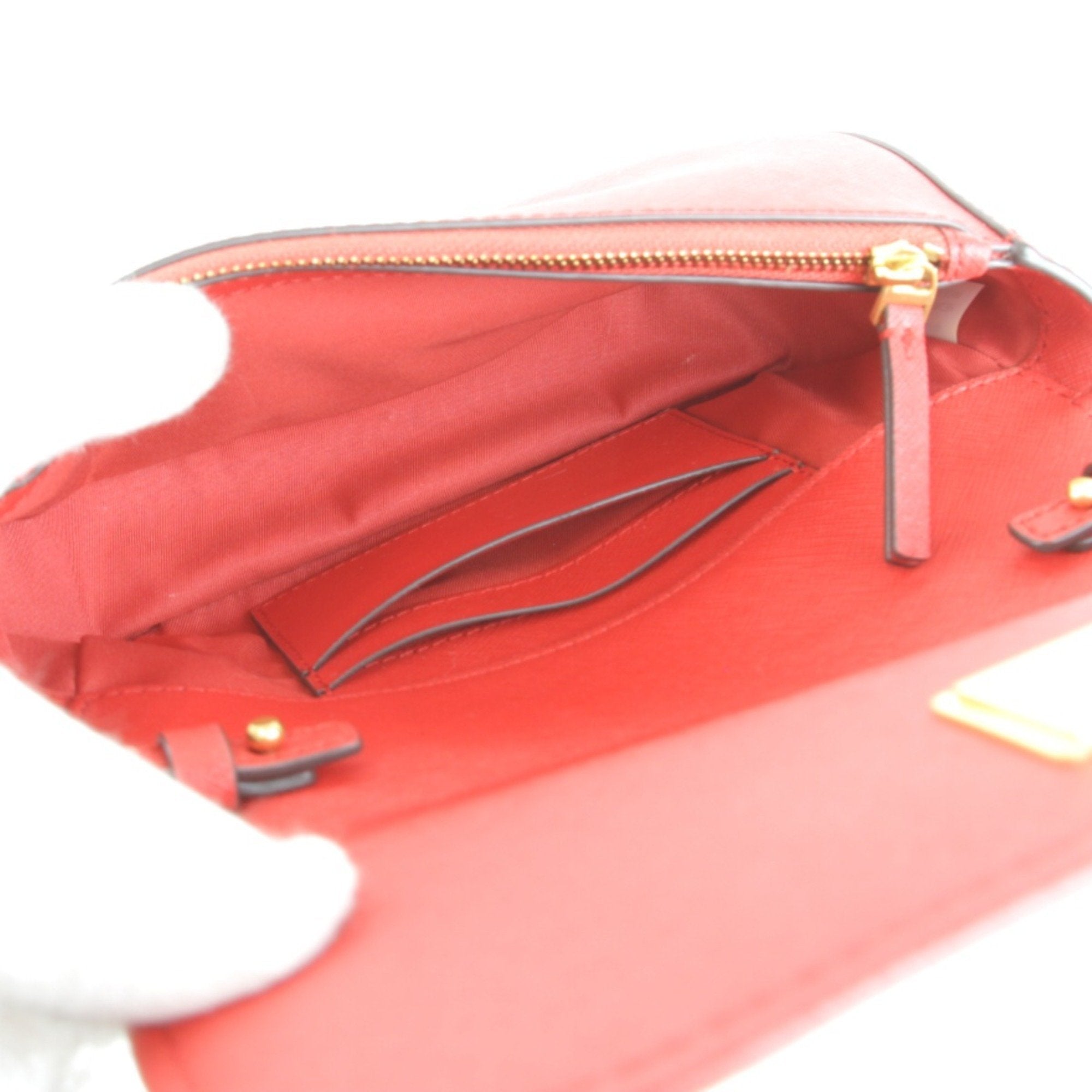 Tory Burch Red Color Leather Shoulder Bag (Pre-Owned)