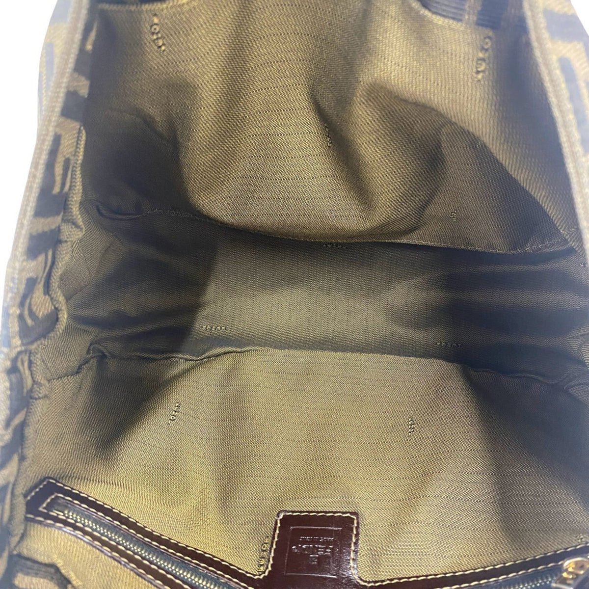 Fendi Black Brown Canvas Leather Handbag Tote Bag (Pre-Owned)