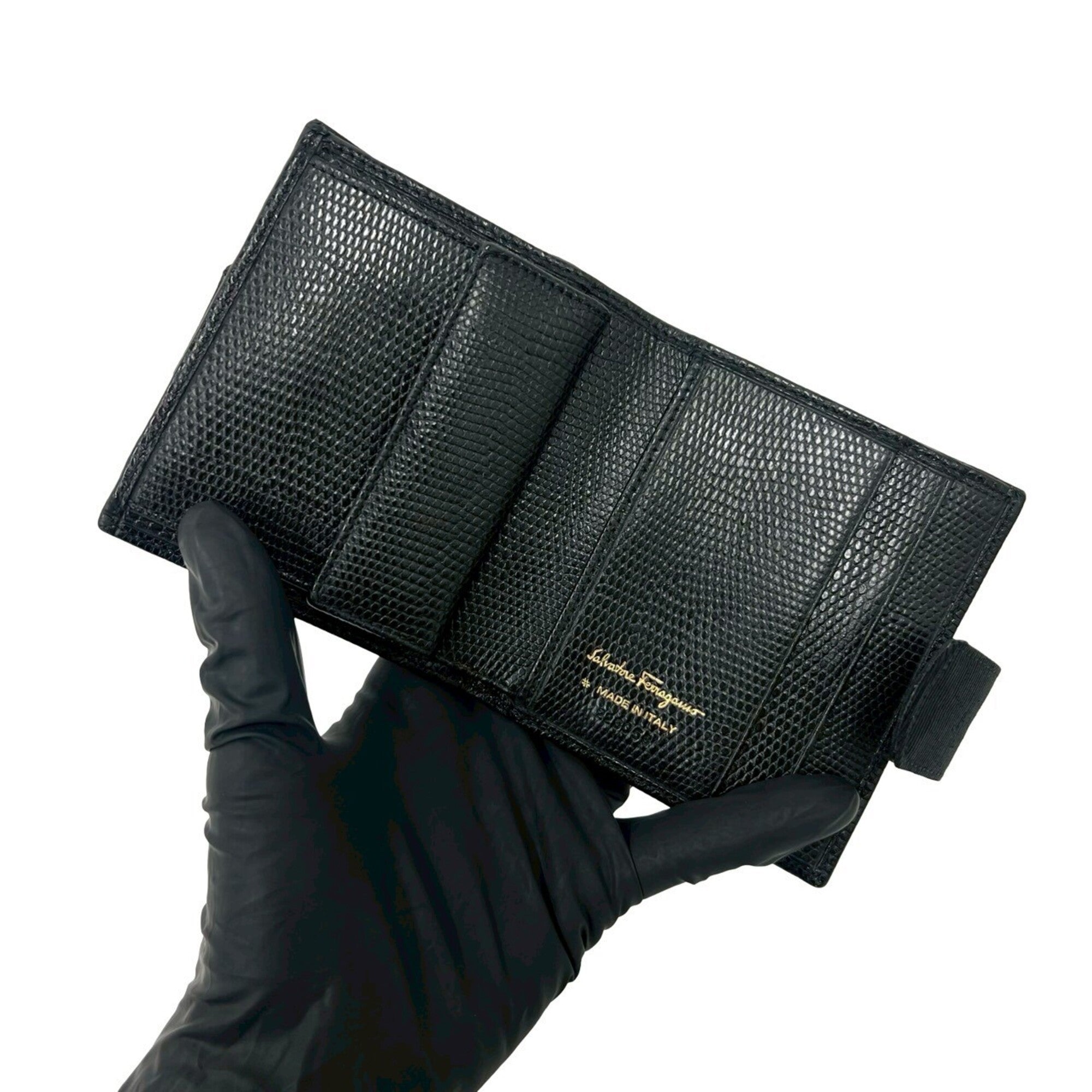 Salvatore Ferragamo Black Leather Wallet (Bi-Fold) (Pre-Owned)