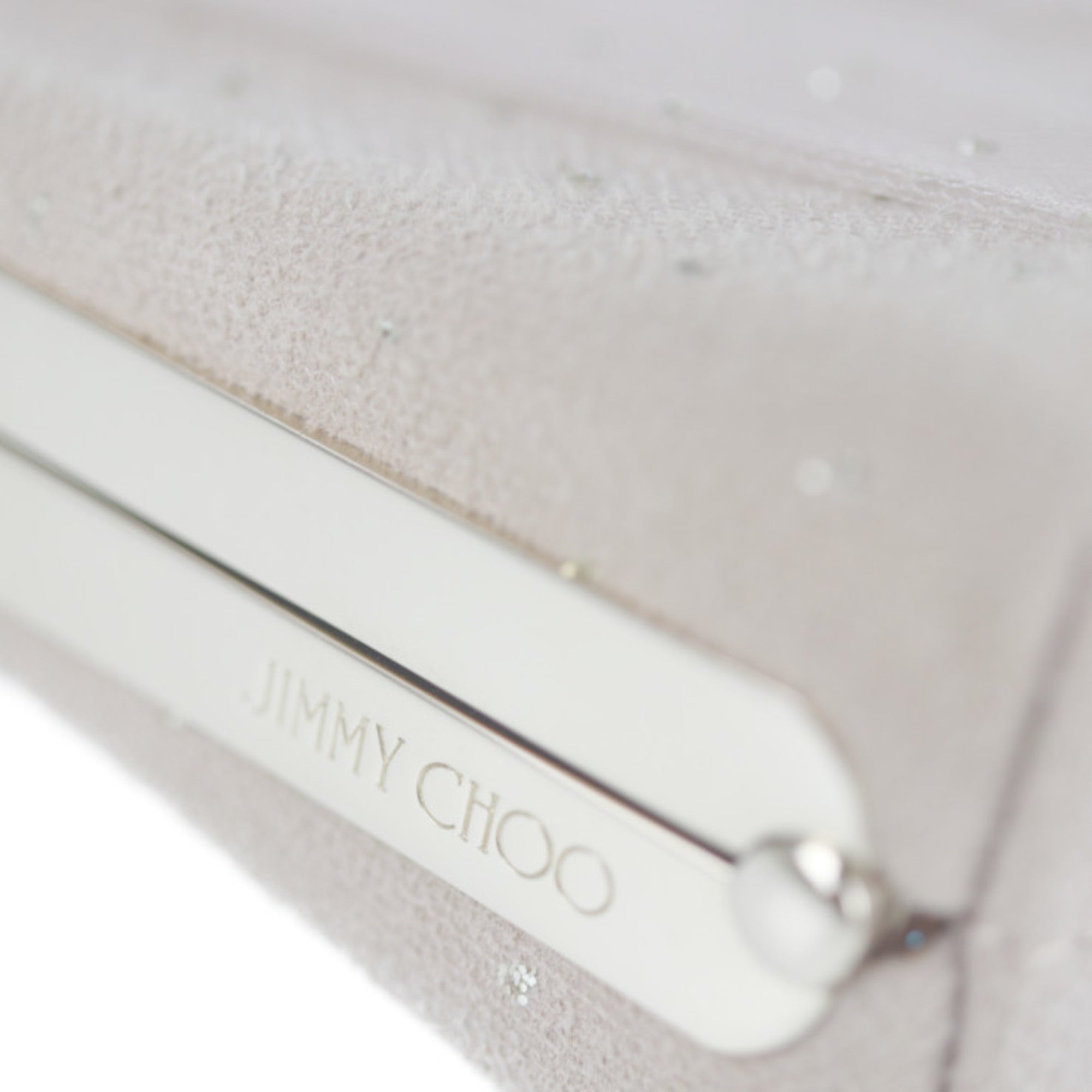 Jimmy Choo Beige Pink Beige Canvas Clutch Bag Handbag Shoulder Bag (Pre-Owned)