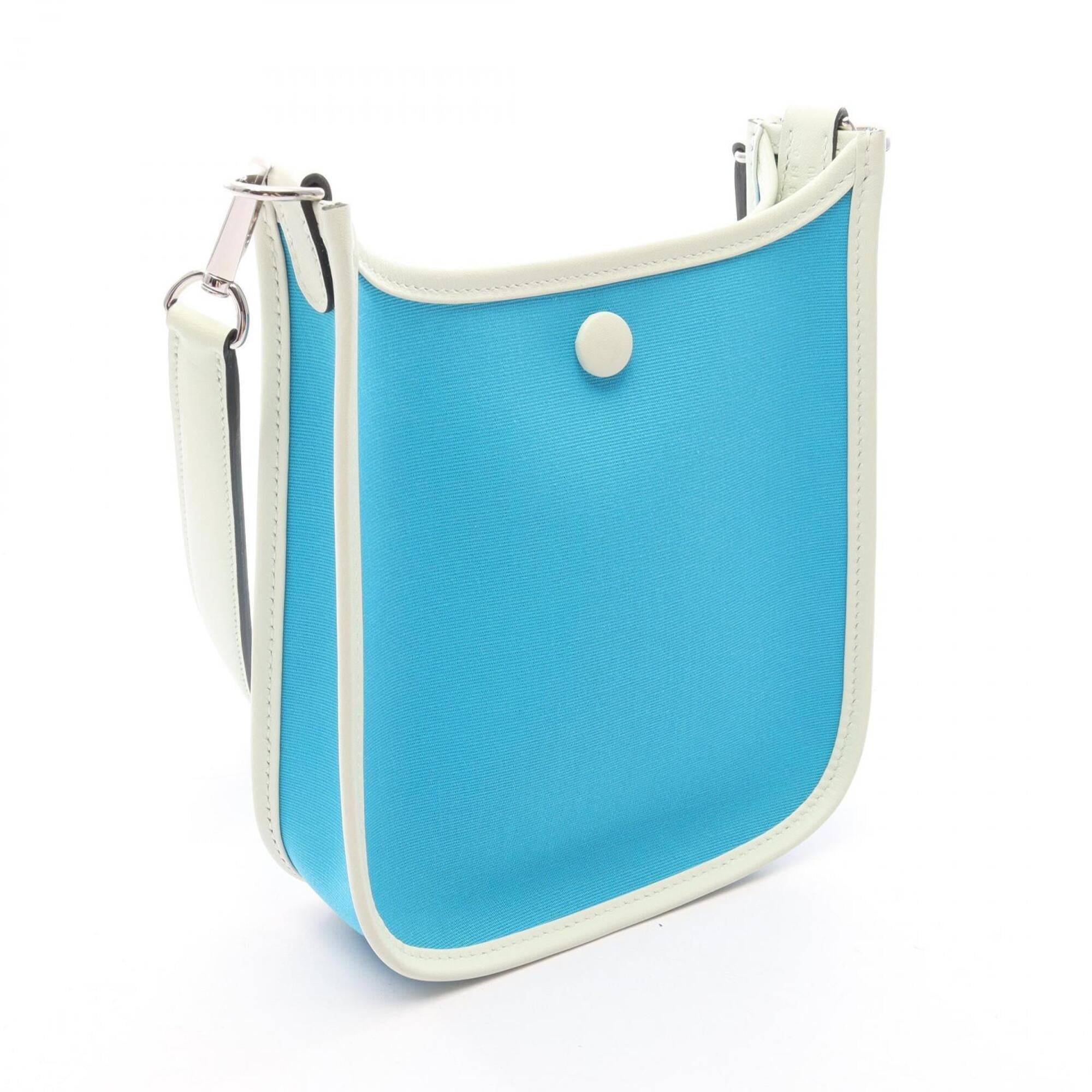 Hermes Blue Green Toile Officier Canvas Leather Swift Leather Handbag Shoulder Bag (Pre-Owned)