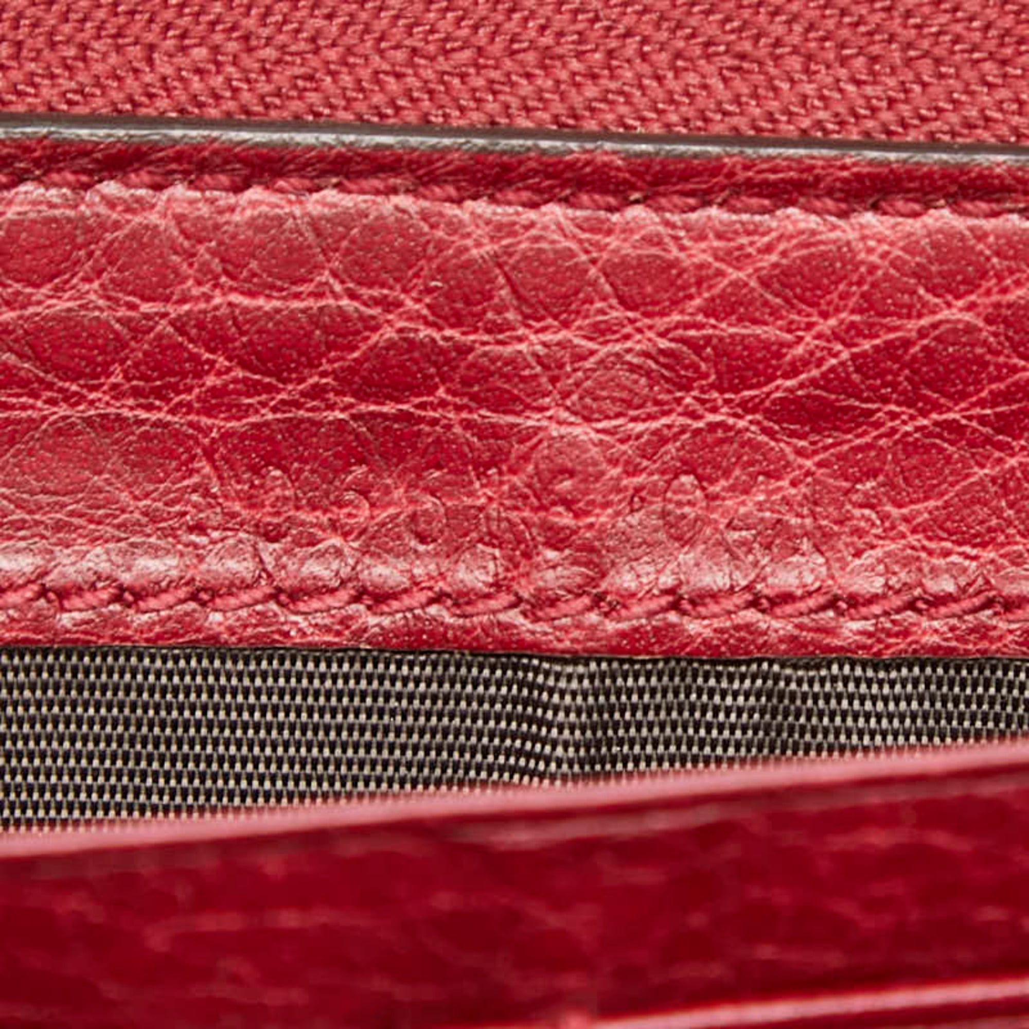 Gucci Brown Red Color Canvas Leather Long Wallet (Bi-Fold) (Pre-Owned)