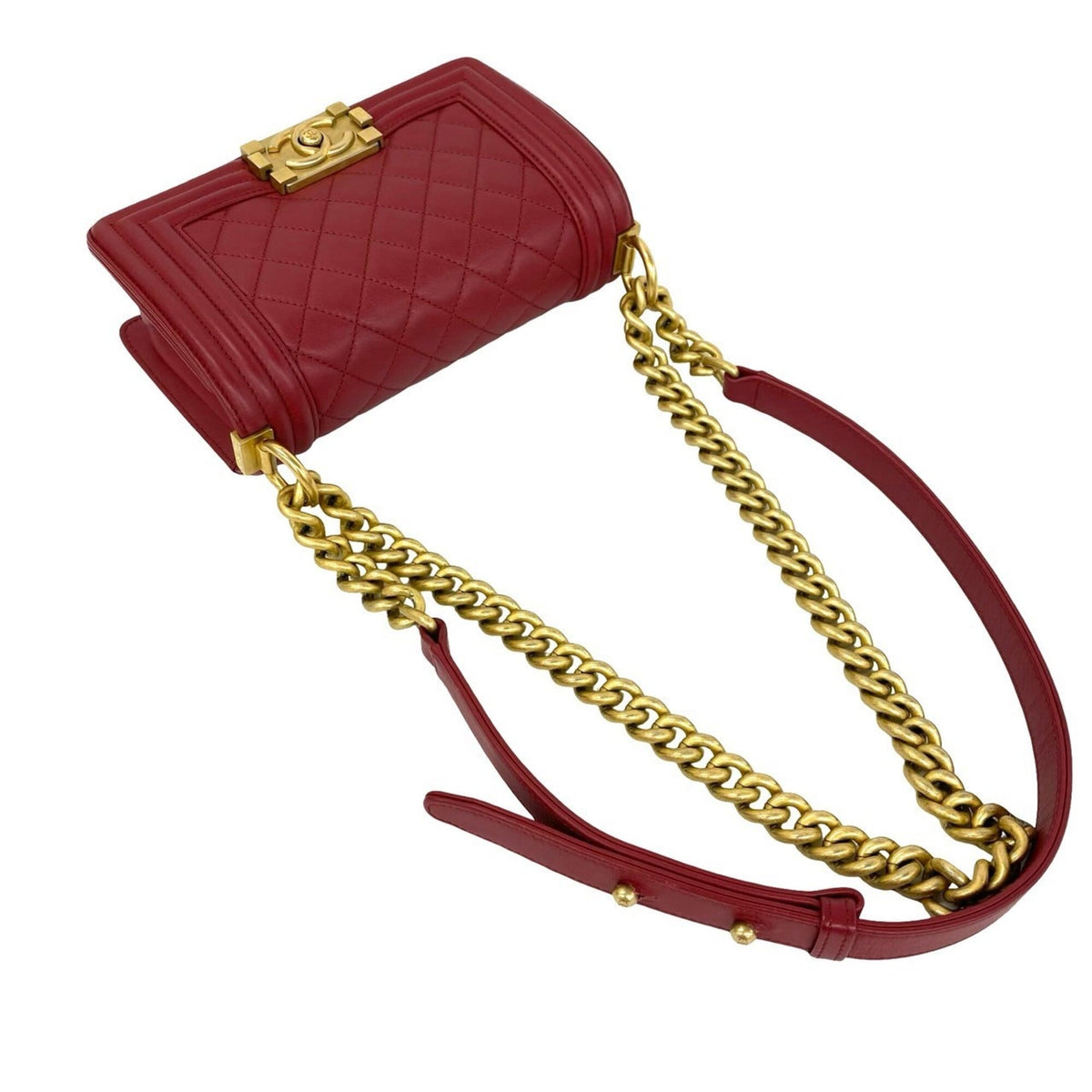 Chanel Red Color Leather Shoulder Bag (Pre-Owned)