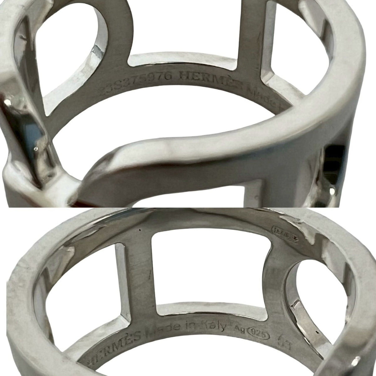 Hermes Silver Silver 925 Band Ring (Pre-Owned)