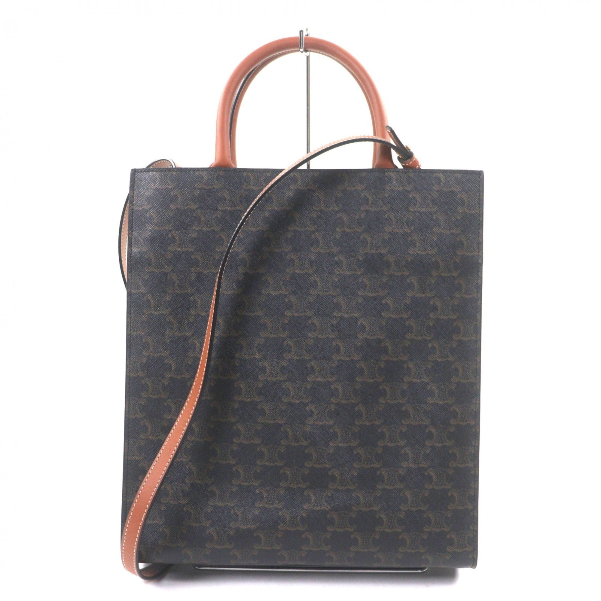 Celine Dark Brown Canvas Leather Tote Bag (Pre-Owned)