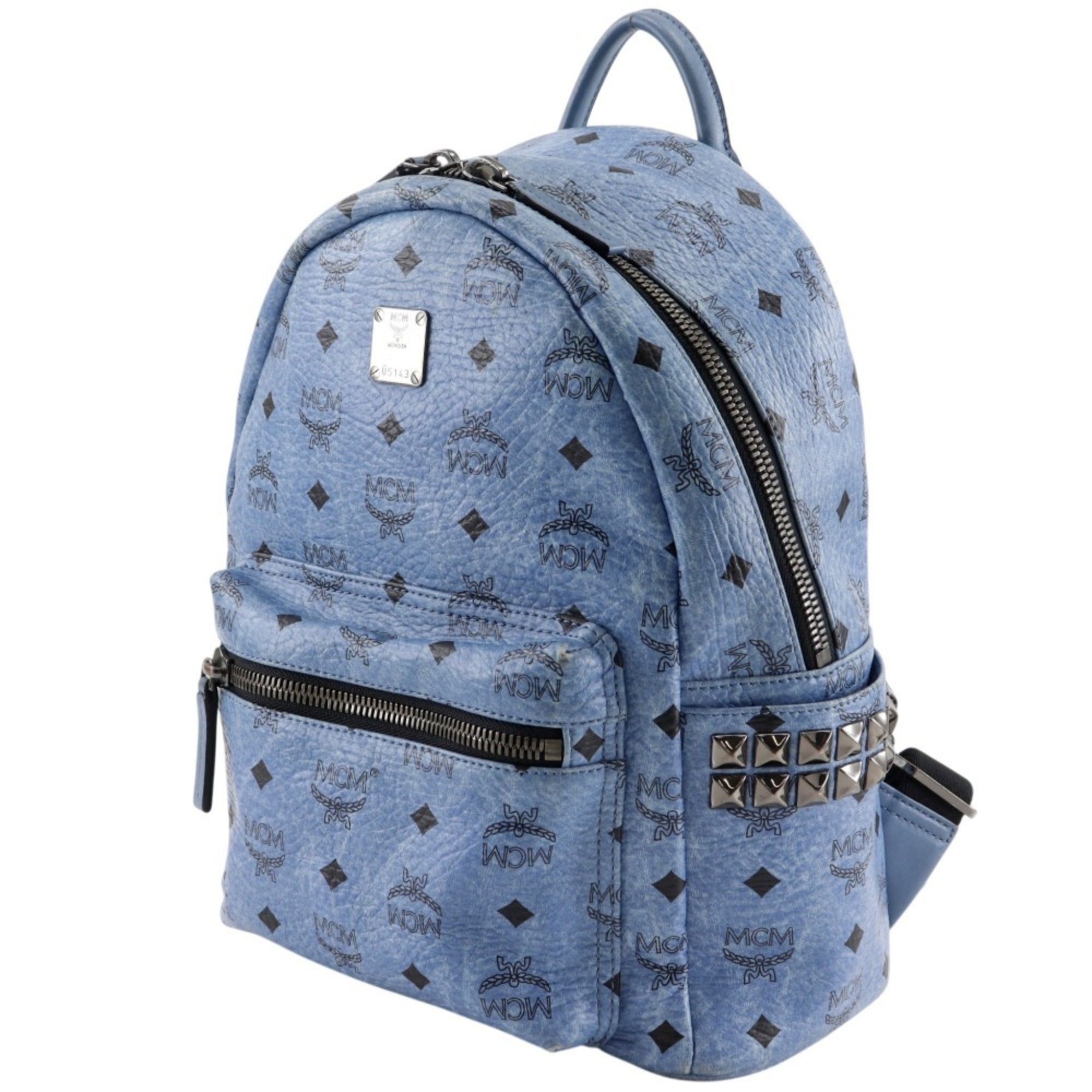 Mcm Light Blue Leather Backpack (Pre-Owned)