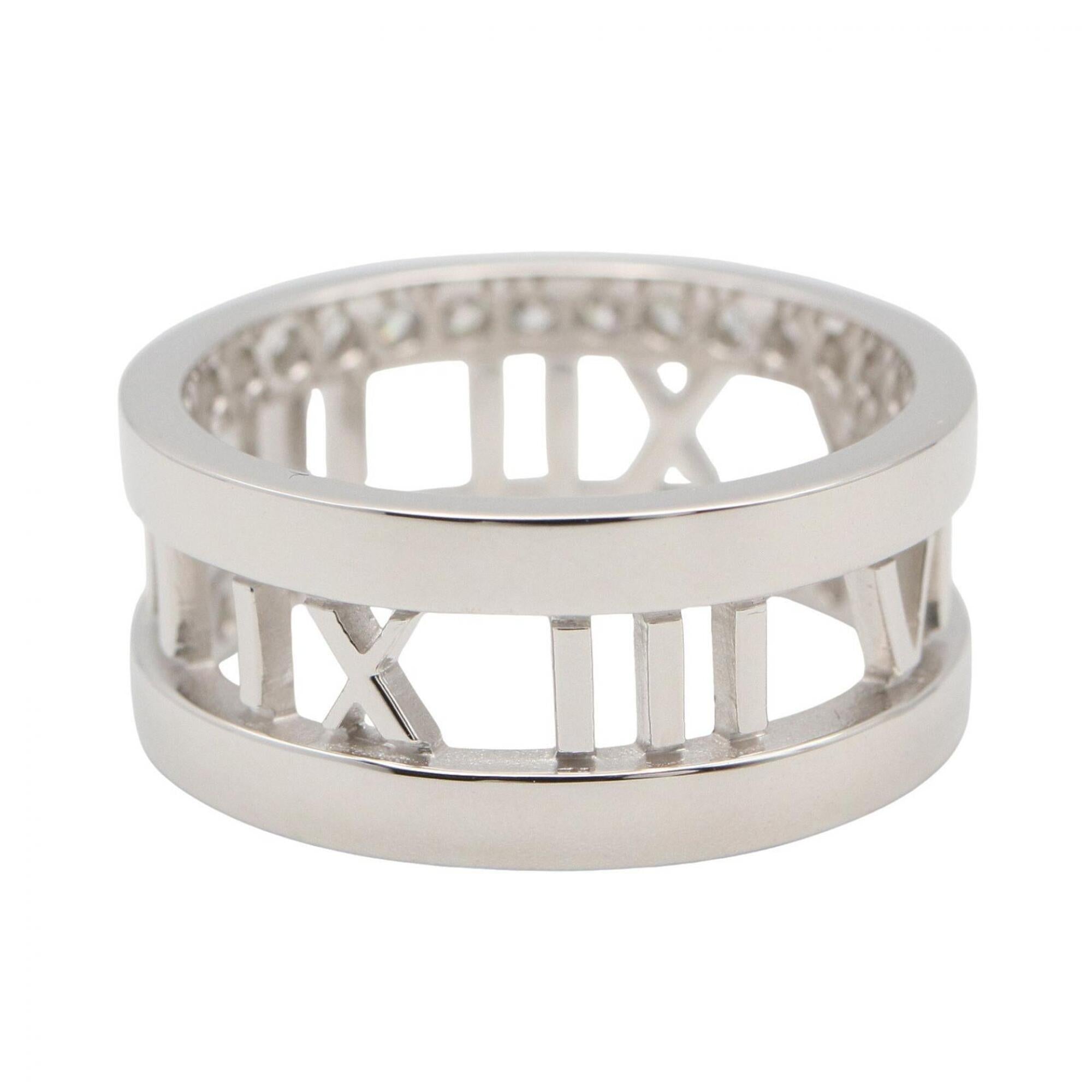 Tiffany Atlas Silver Clear White Gold (18K) Band Ring (Pre-Owned)