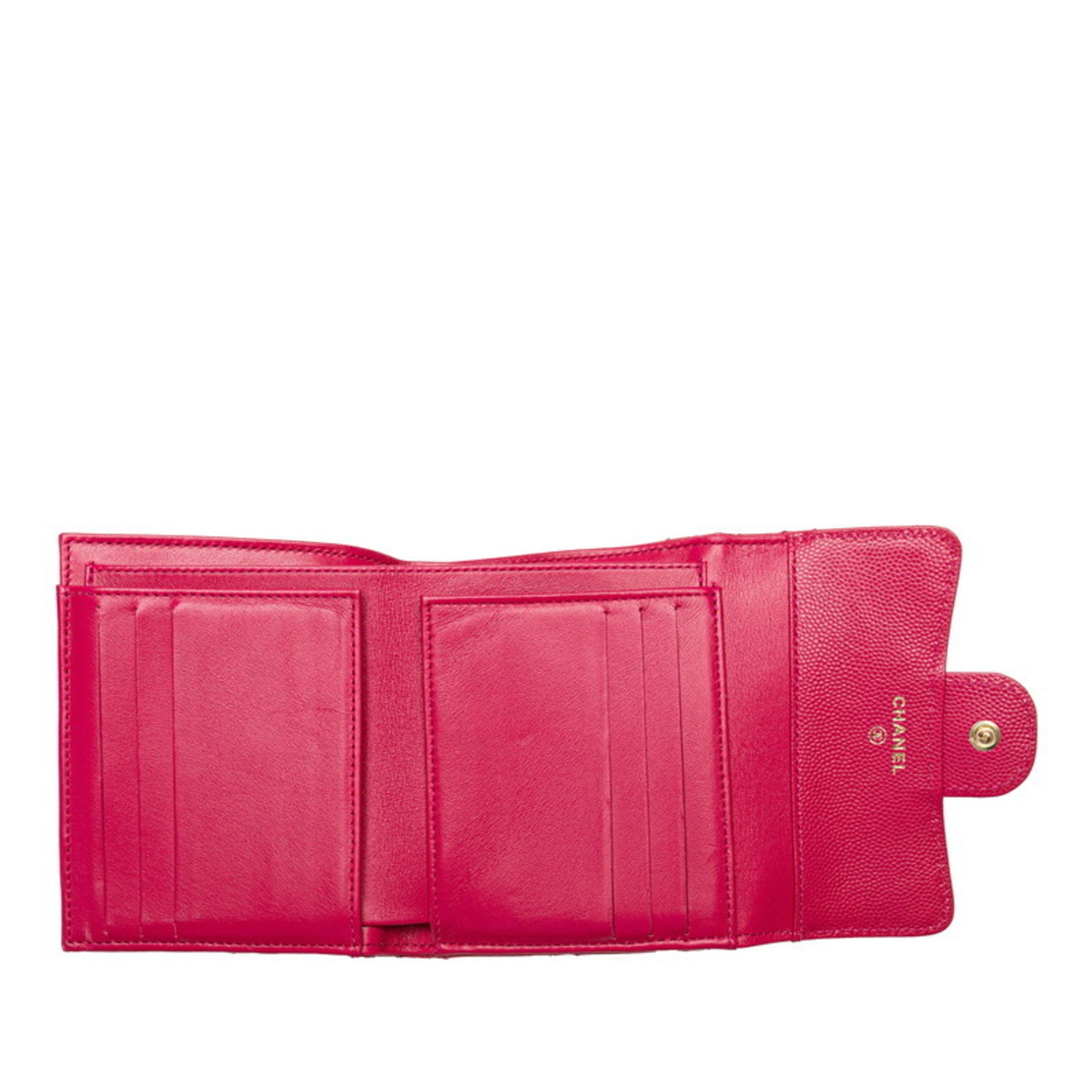 Chanel Pink Grained Calfskin Wallet (Bi-Fold) (Pre-Owned)