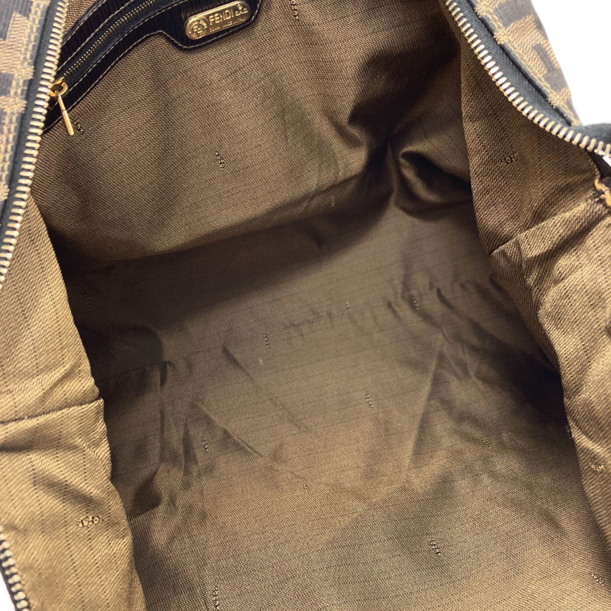 Fendi Black Brown Canvas Tote Bag (Pre-Owned)