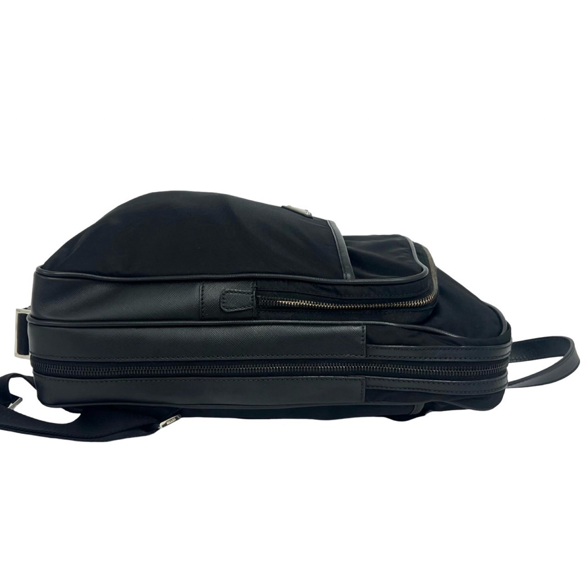 Prada Black Nylon Leather Backpack (Pre-Owned)