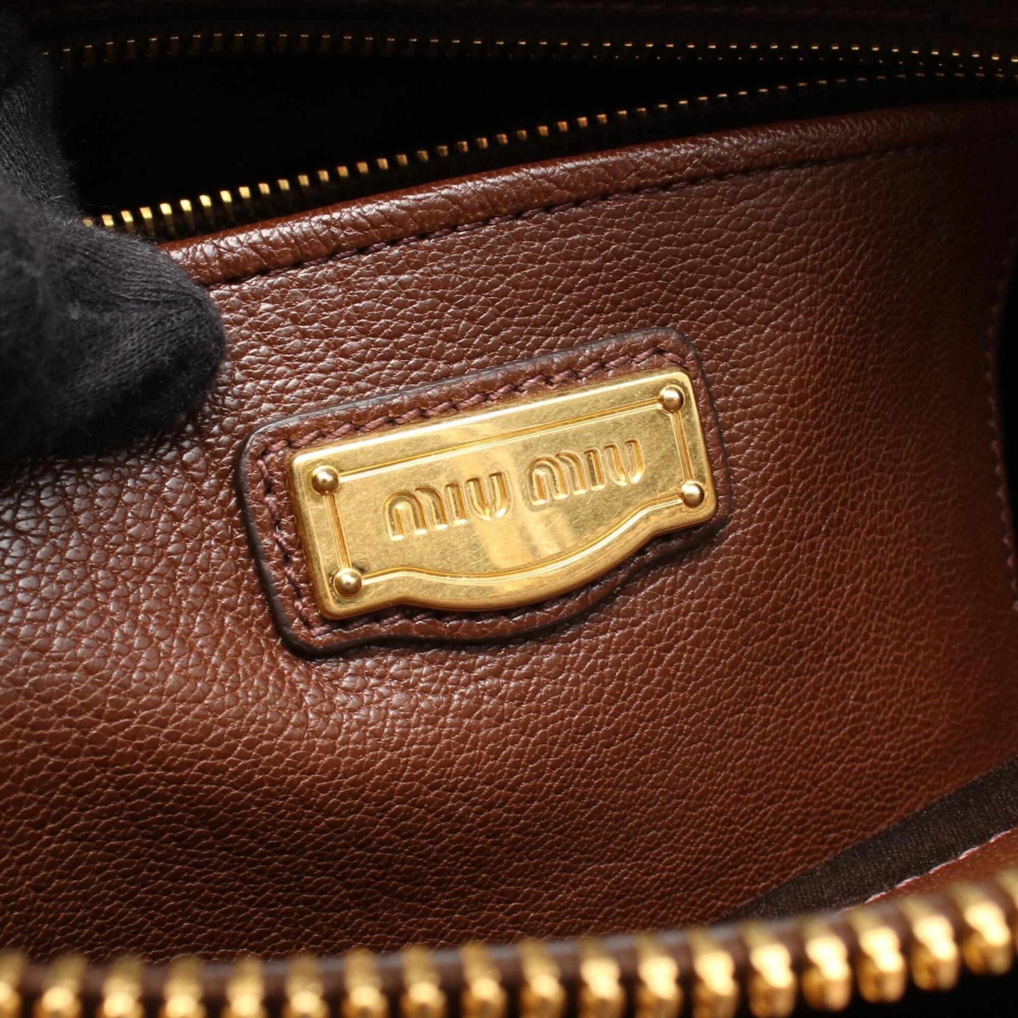 Miu Miu Brown Leather Handbag Tote Bag (Pre-Owned)
