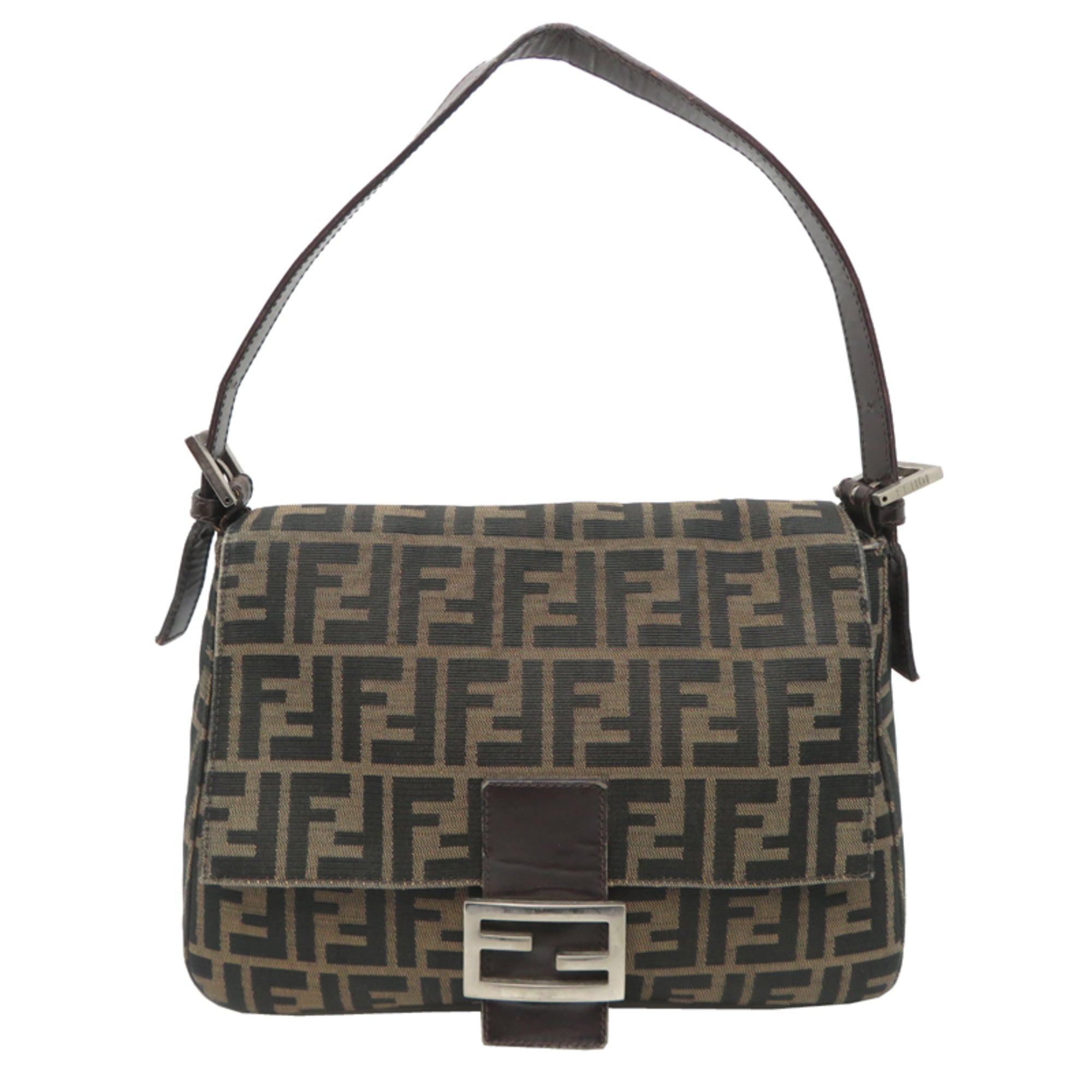 Fendi Brown Canvas Leather Handbag (Pre-Owned)