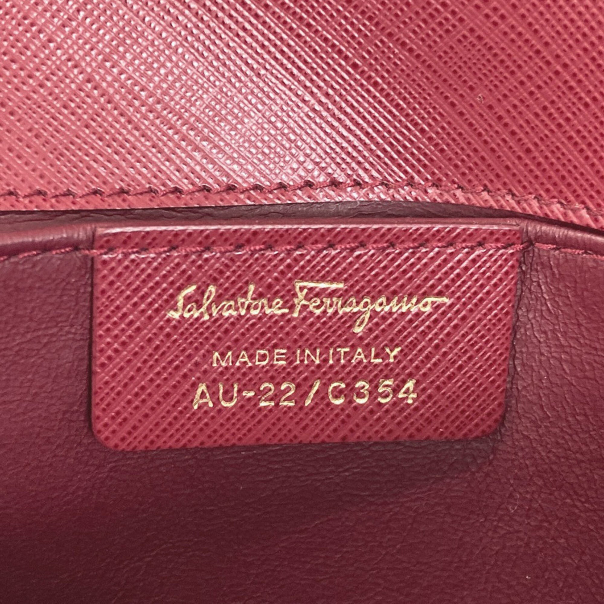 Salvatore Ferragamo Red Color Leather Shoulder Bag (Pre-Owned)