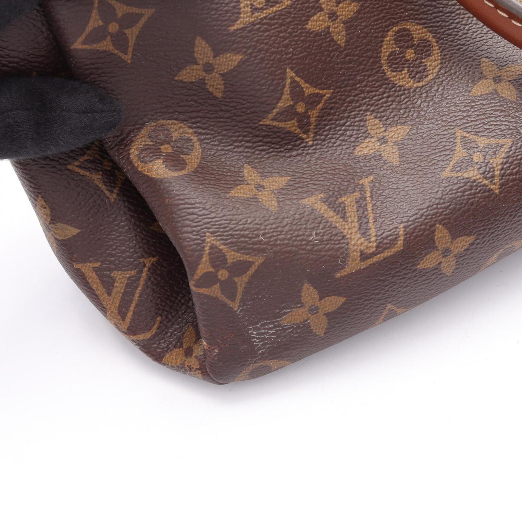 Louis Vuitton Black Brown Coated Canvas Leather Handbag (Pre-Owned)