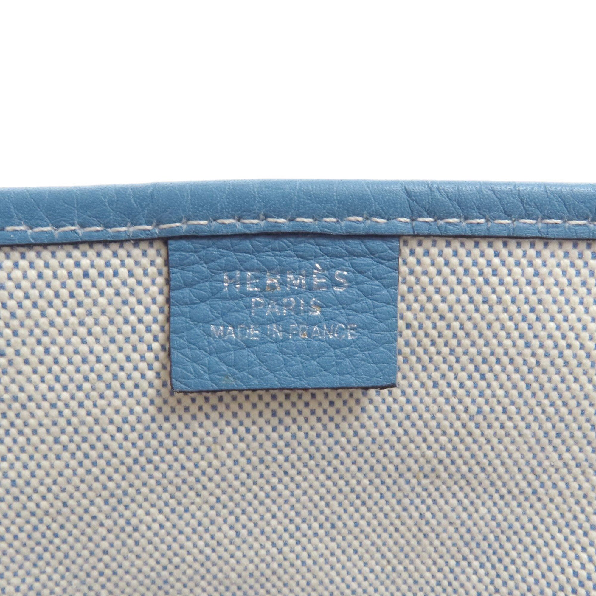 Hermes Light Blue Toile H Leather Tote Bag (Pre-Owned)