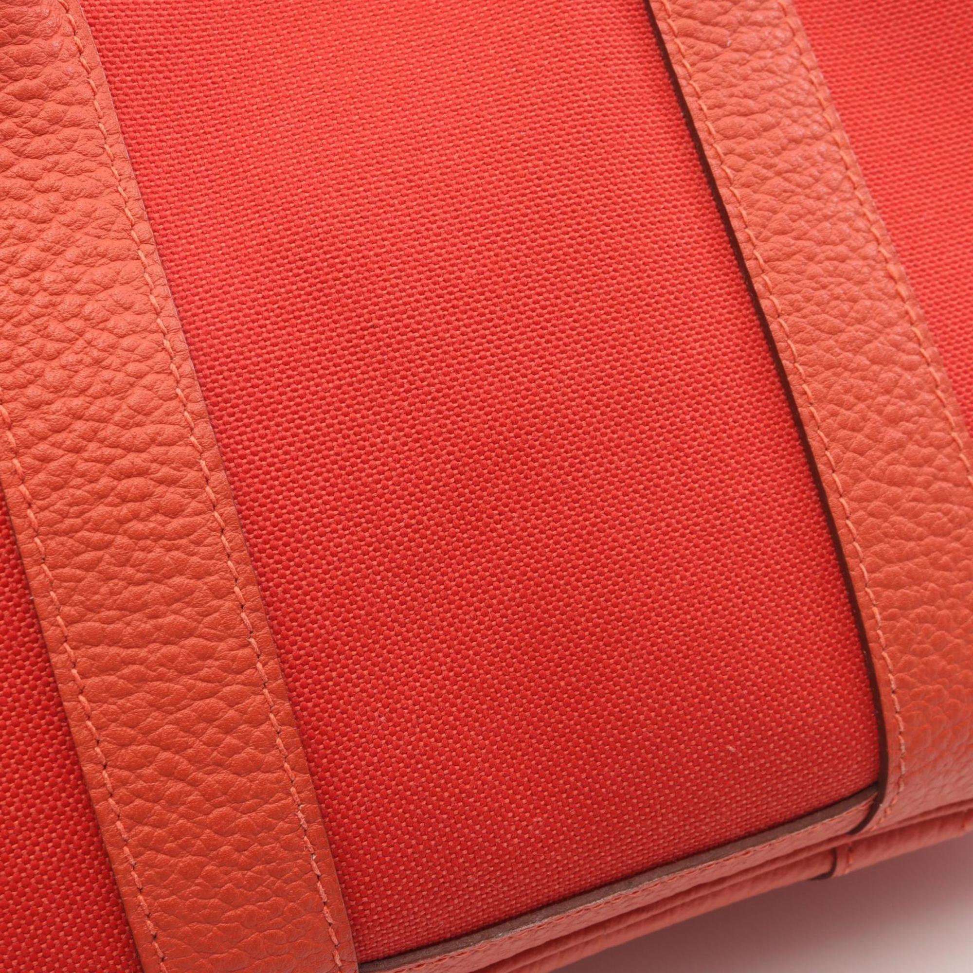 Hermes Red Color Canvas Handbag Tote Bag (Pre-Owned)