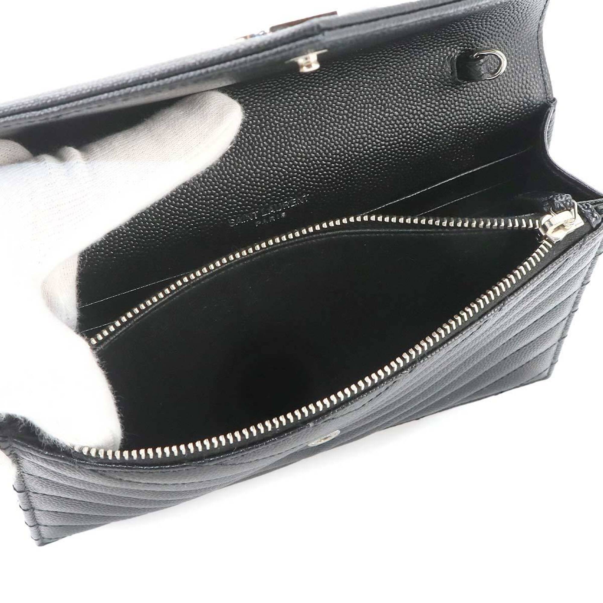 Saint Laurent Black Leather Chain/Shoulder Wallet (Pre-Owned)