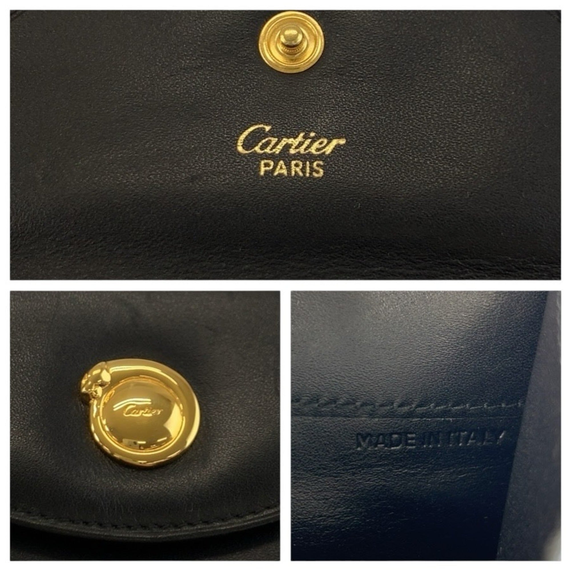 Cartier Black Leather Coin Purse/Coin Case (Pre-Owned)