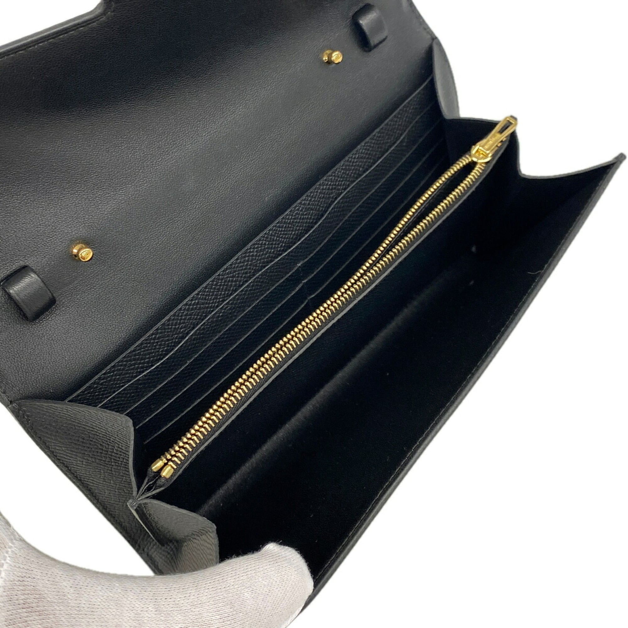 Hermes Black Leather Chain/Shoulder Wallet (Pre-Owned)