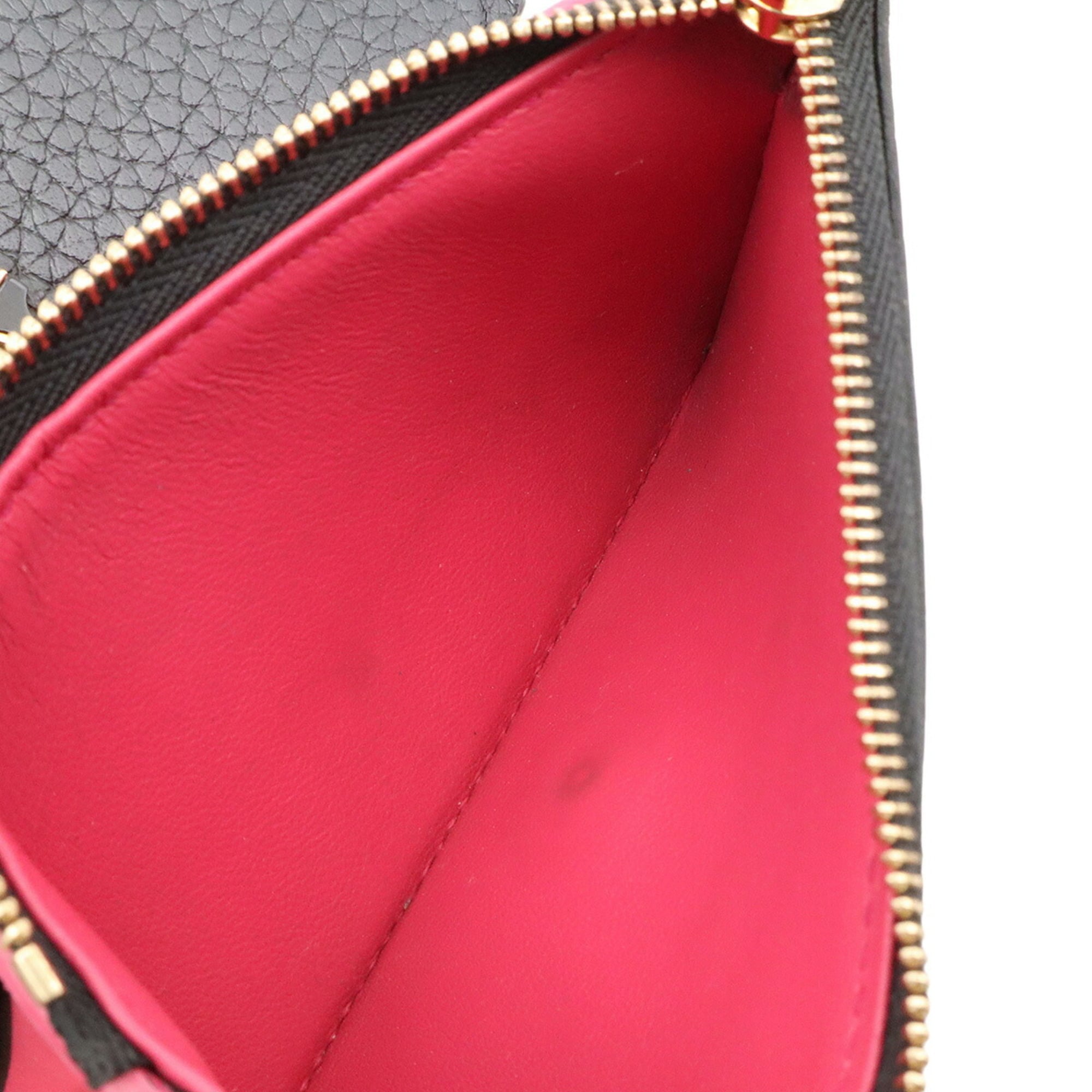 Louis Vuitton Black Hot Pink Noir Leather Wallet (Tri-Fold) (Pre-Owned)