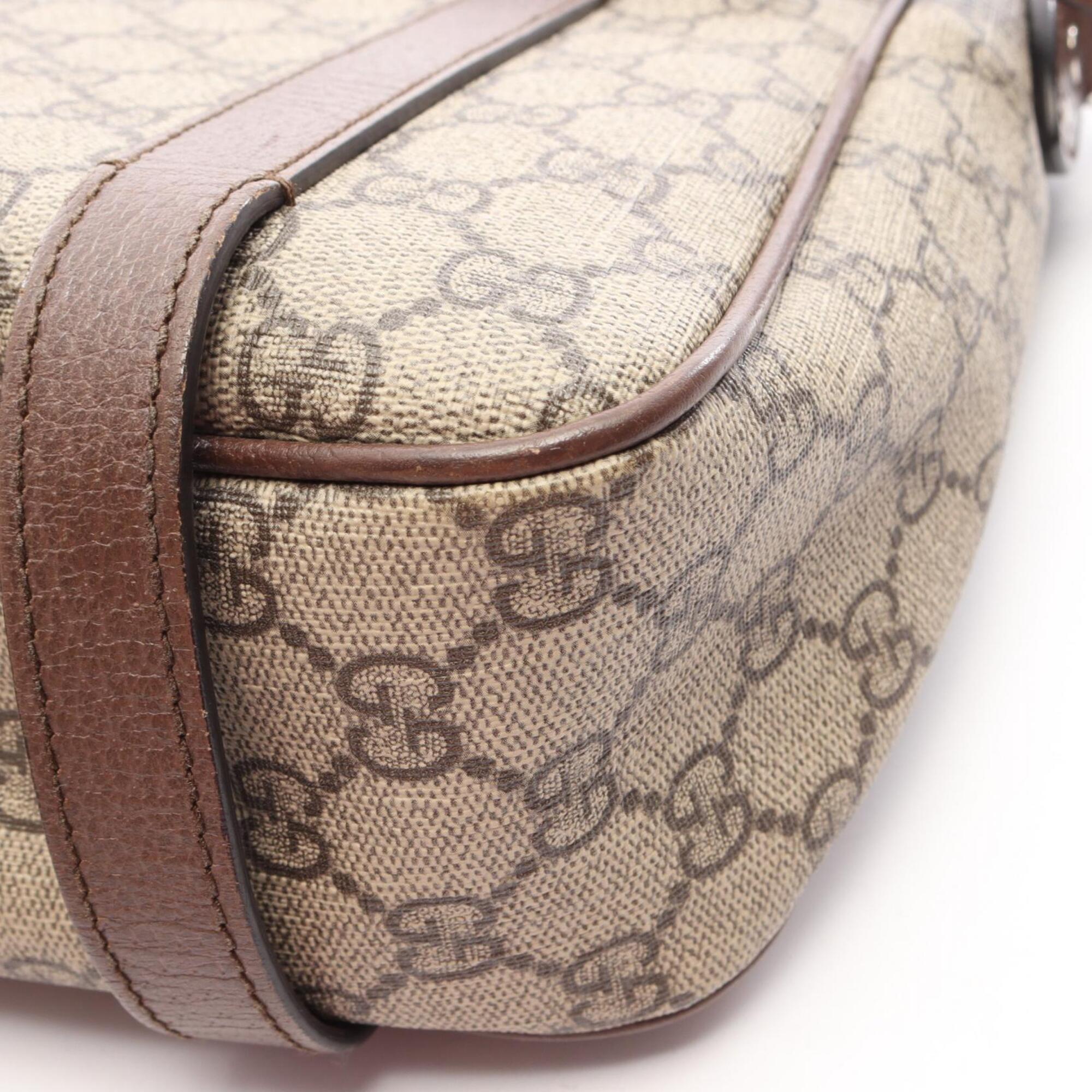 Gucci Beige Brown Coated Canvas Leather Handbag Shoulder Bag (Pre-Owned)