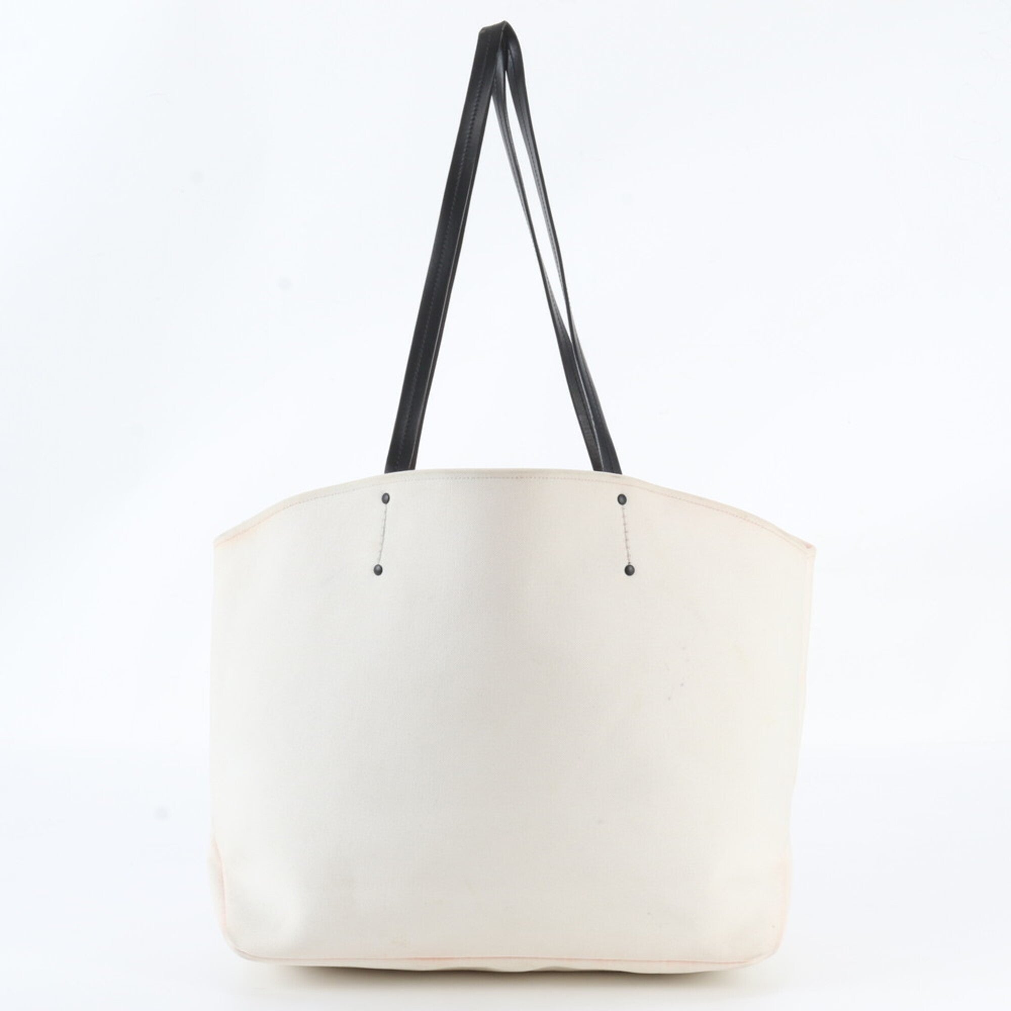 Prada Black Ivory Leather Canvas Handbag Shoulder Bag (Pre-Owned)