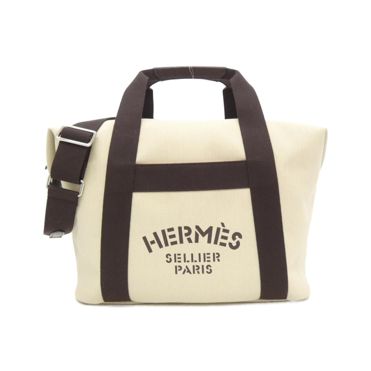 Hermes Beige Feu Canvas Handbag (Pre-Owned)