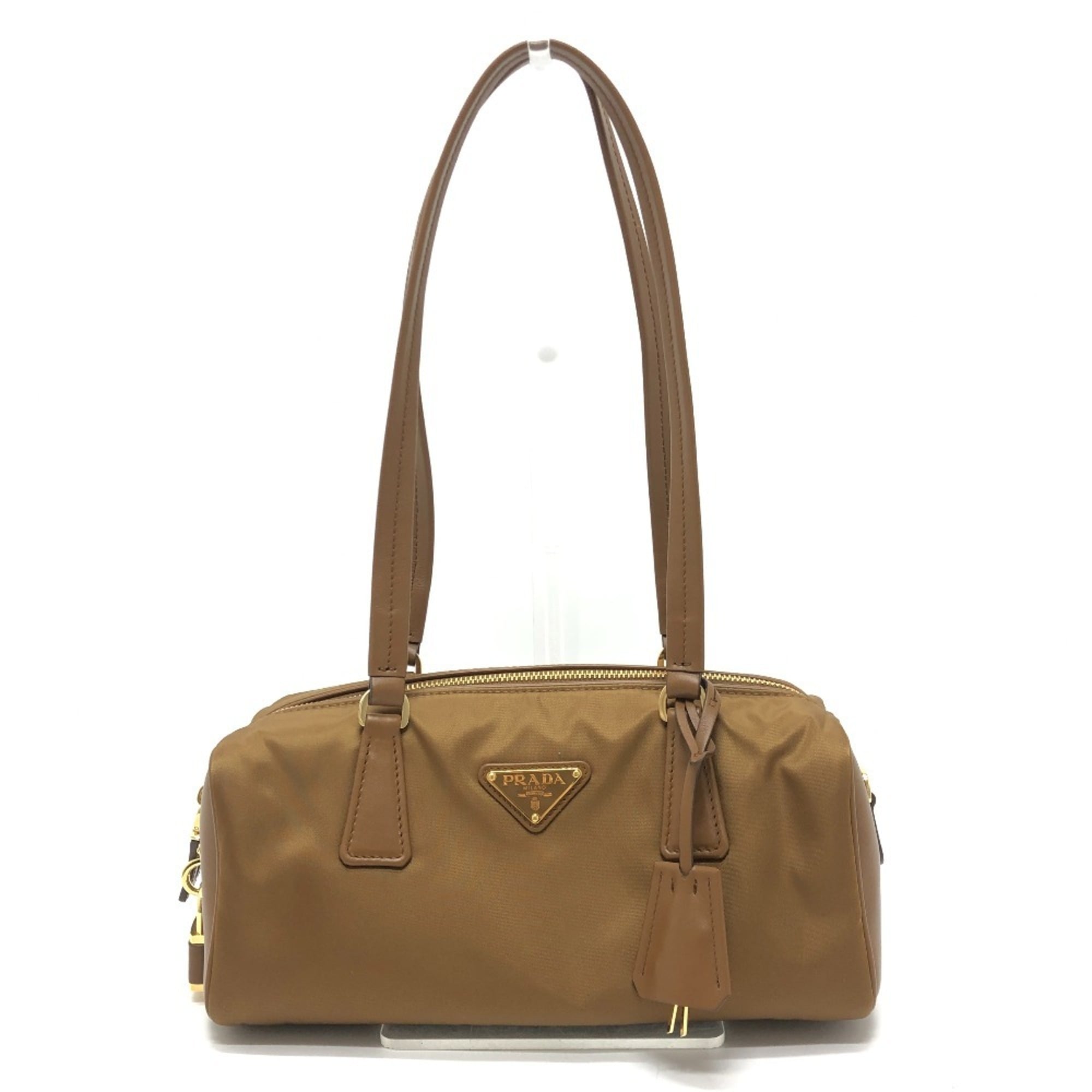 Prada Brown Nylon Leather Shoulder Bag (Pre-Owned)
