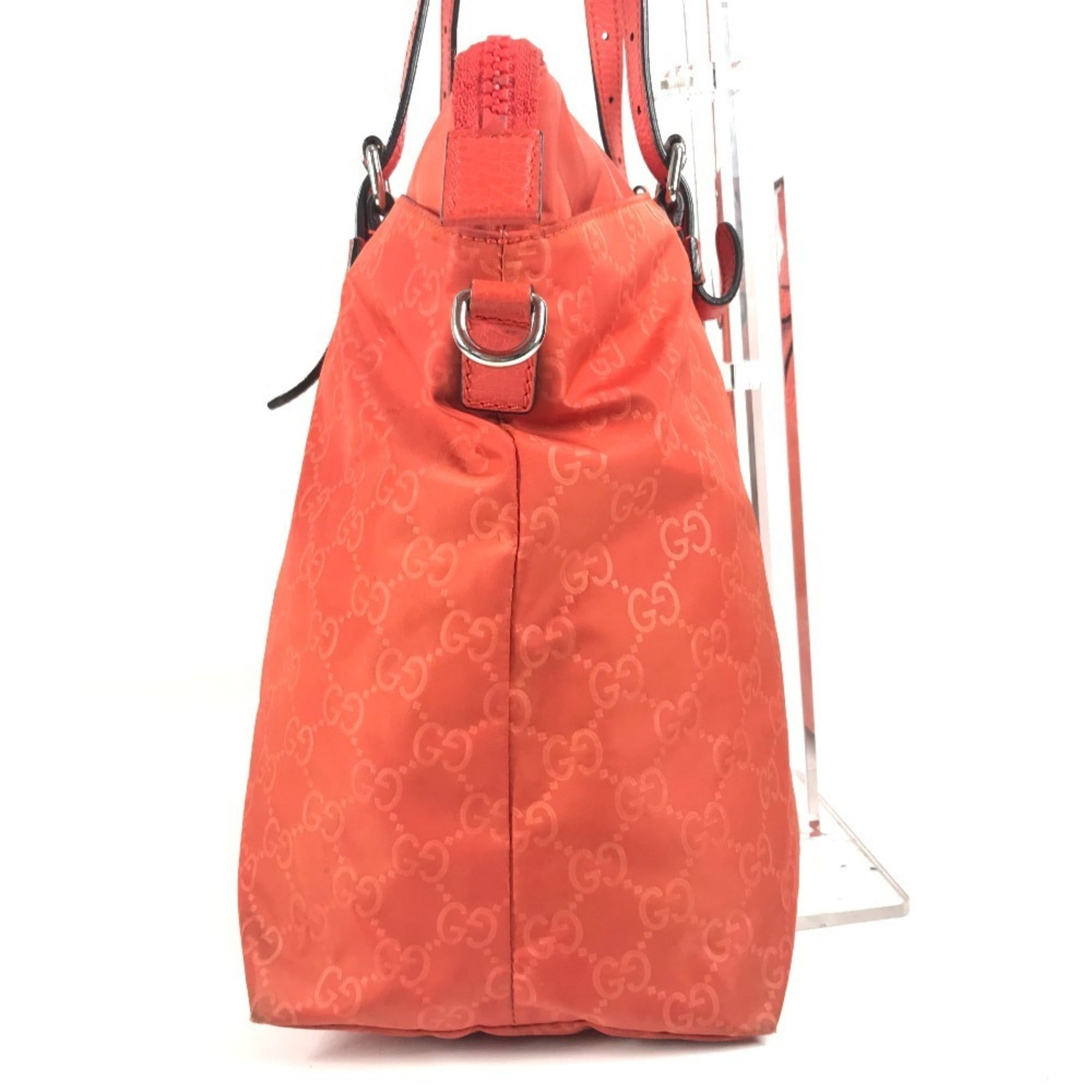 Gucci Orange Nylon Handbag Shoulder Bag Tote Bag (Pre-Owned)