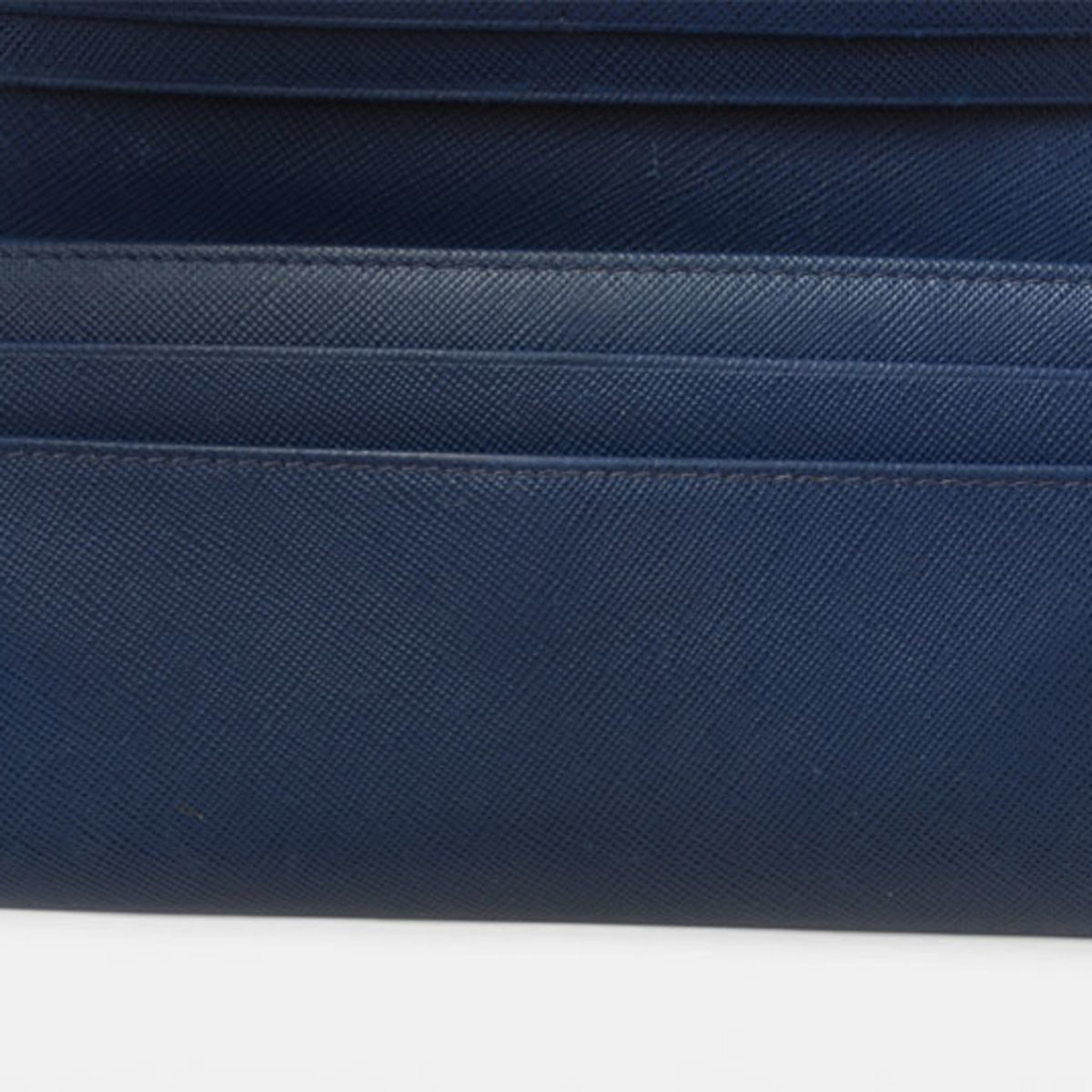 Prada Saffiano Blue Bluette Leather Long Wallet (Bi-Fold) (Pre-Owned)