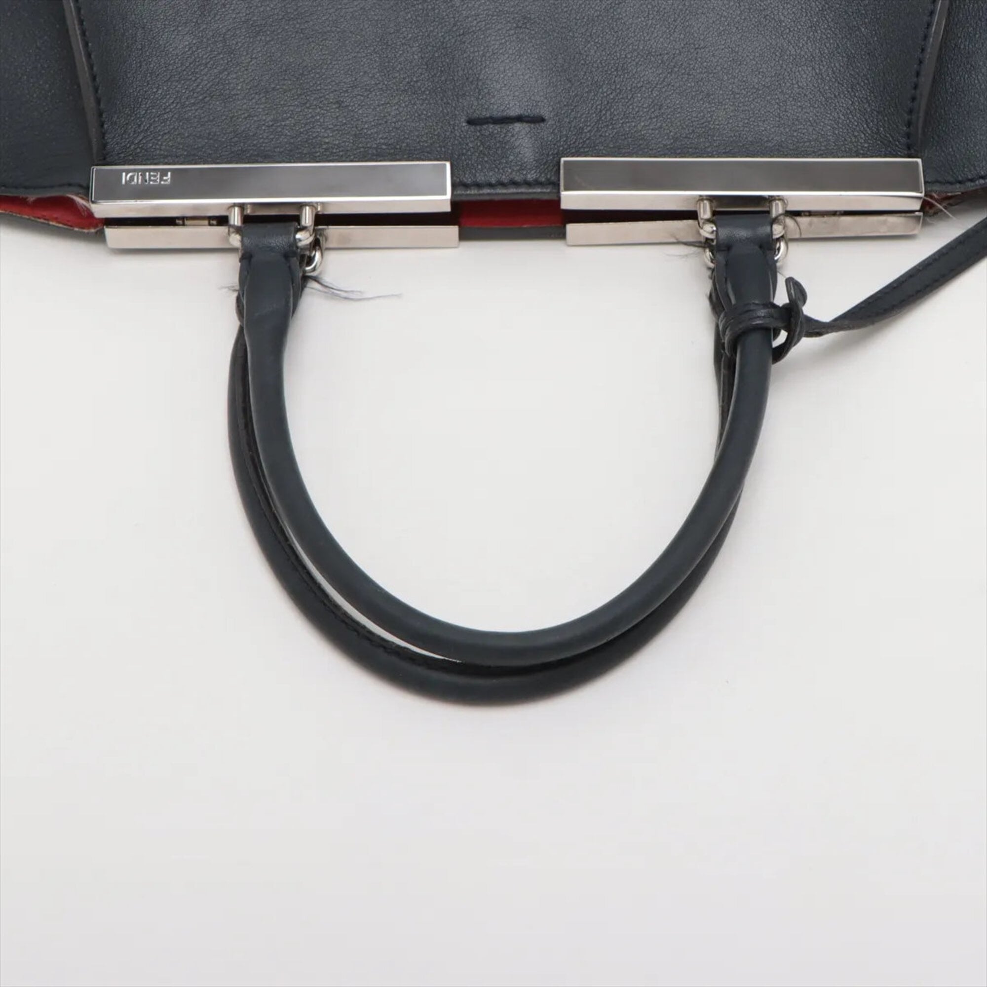Fendi Black Leather Handbag Tote Bag (Pre-Owned)