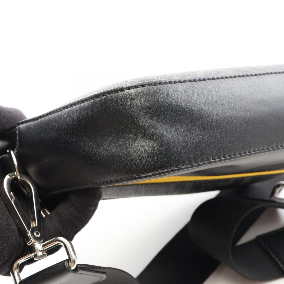 Fendi Black Gray Yellow Coated Canvas Leather Handbag Shoulder Bag (Pre-Owned)