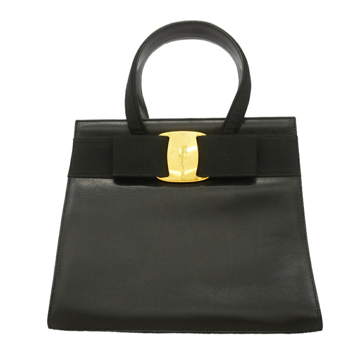 Salvatore Ferragamo Black Leather Handbag (Pre-Owned)