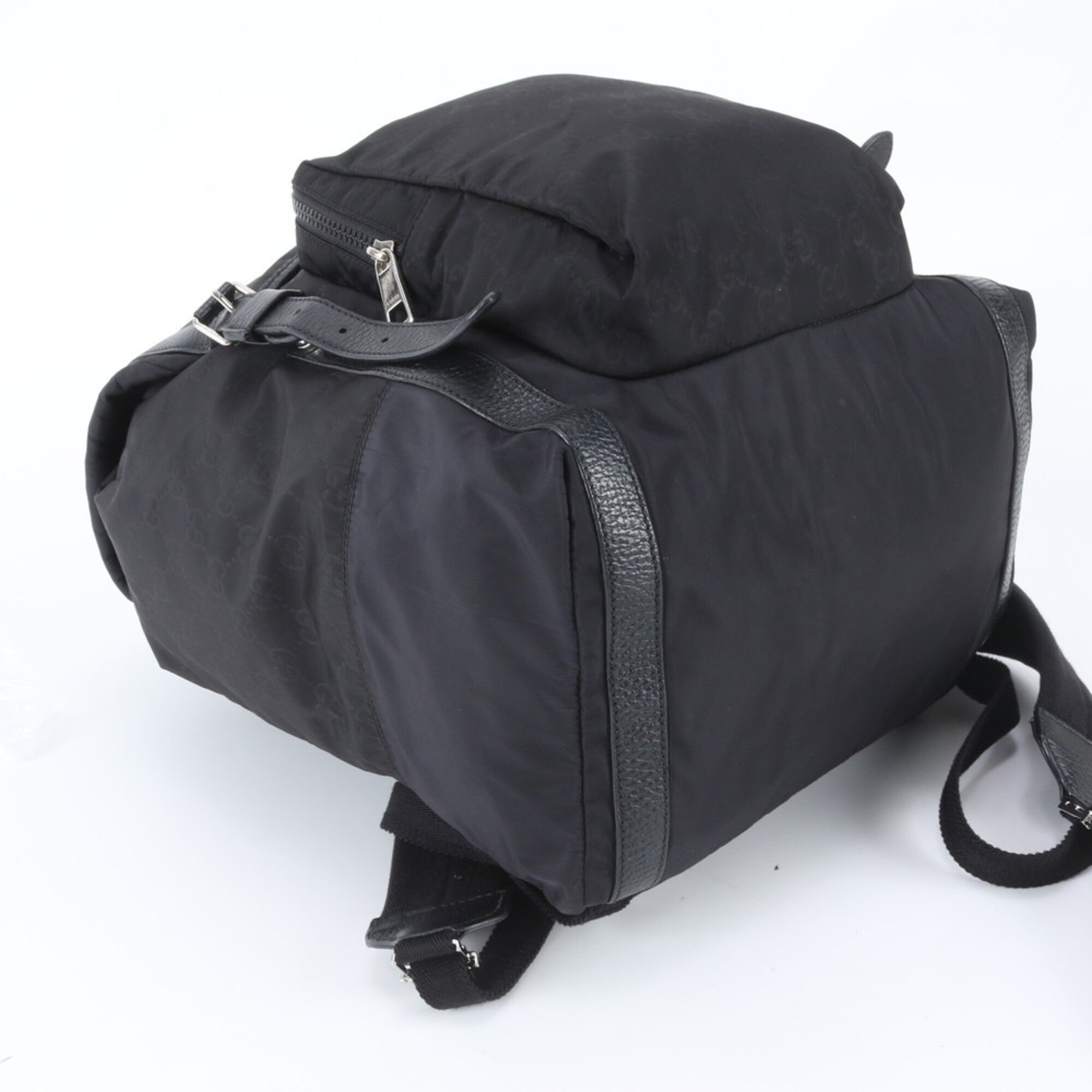Gucci Black Leather Nylon Backpack Shoulder Bag (Pre-Owned)