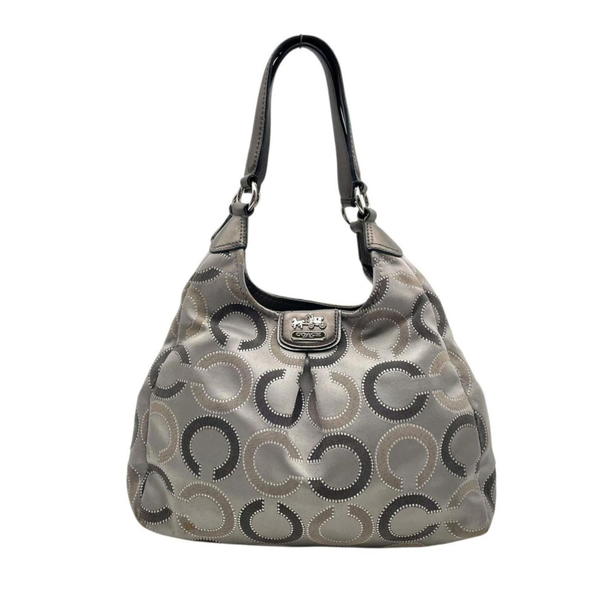 Coach Dark Gray Gray Canvas Leather Shoulder Bag (Pre-Owned)