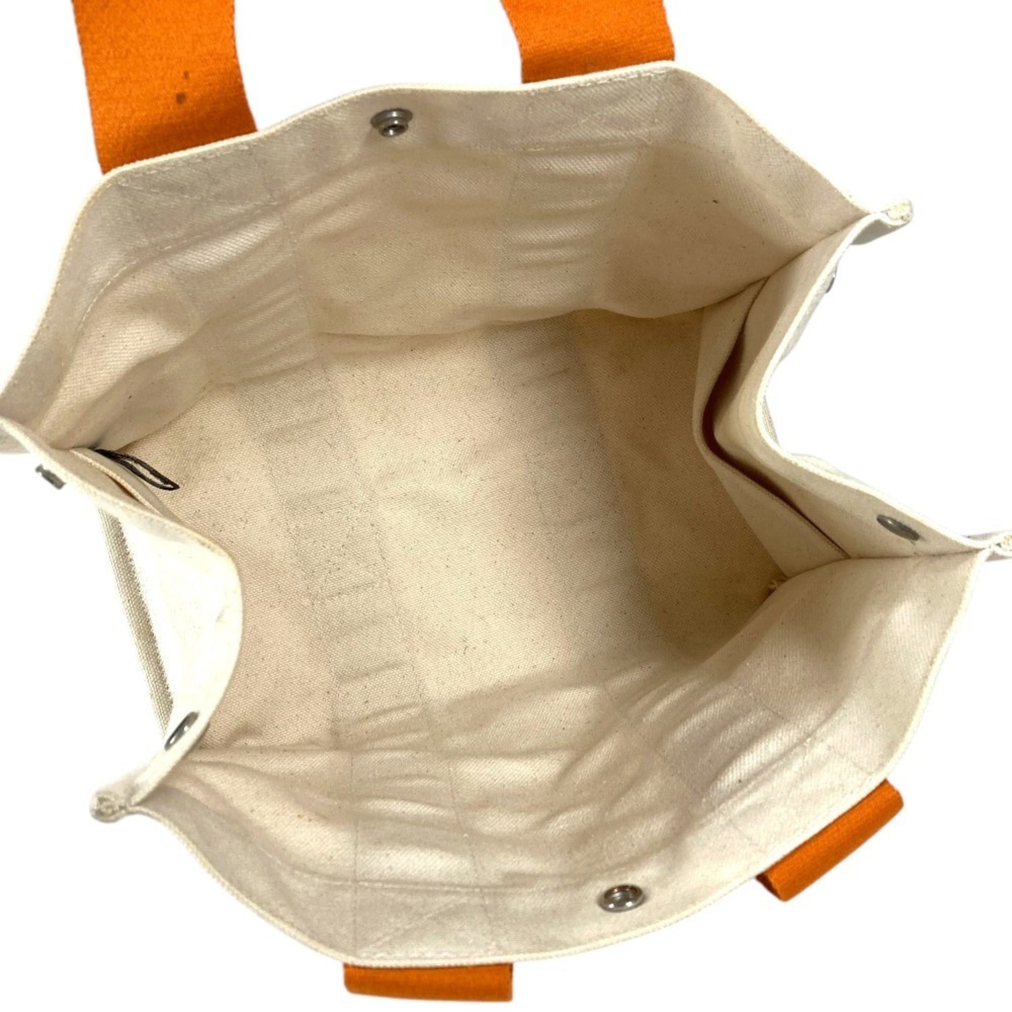 Hermes Ivory Orange Canvas Handbag Tote Bag (Pre-Owned)