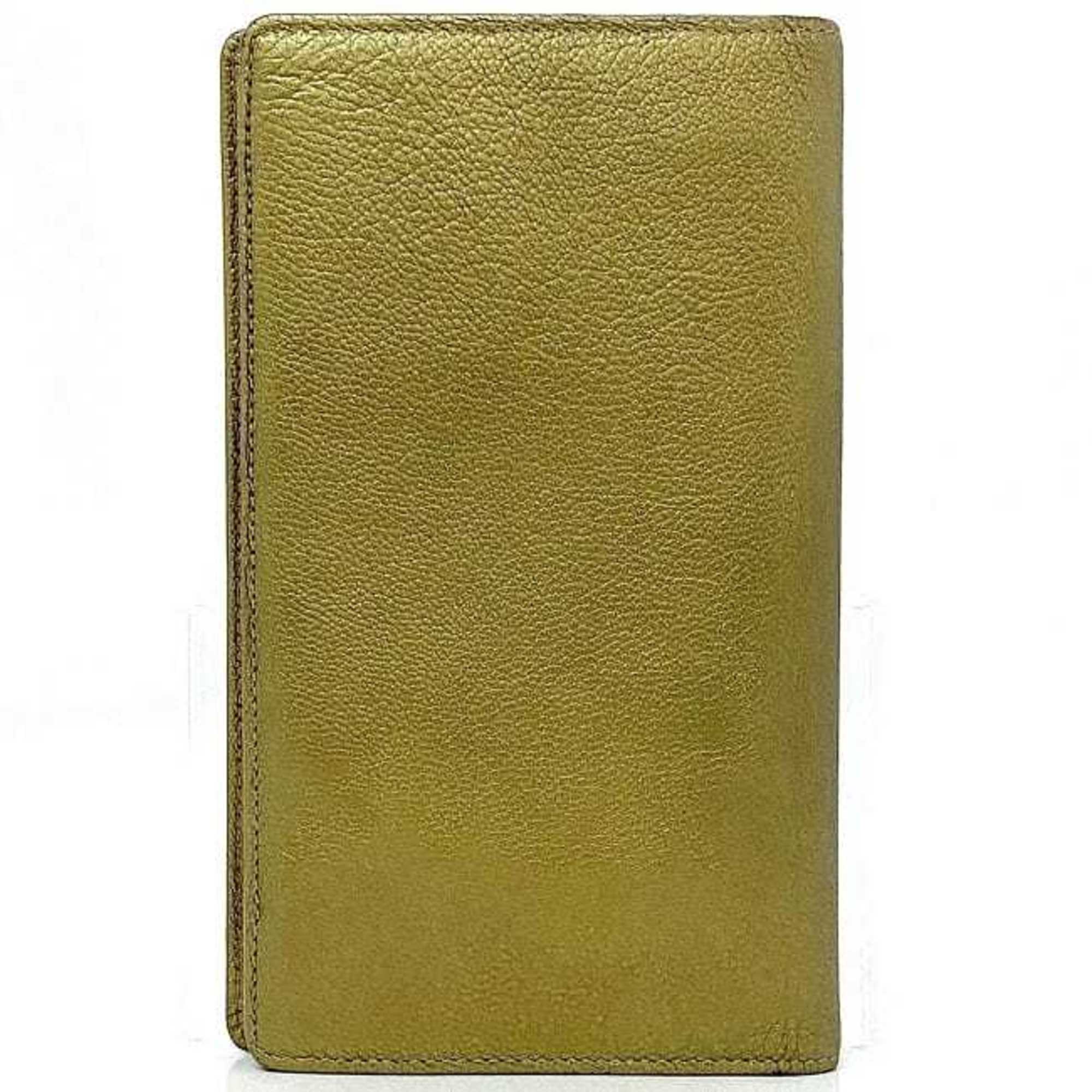 Chanel Metallic Green Leather Long Wallet (Bi-Fold) (Pre-Owned)