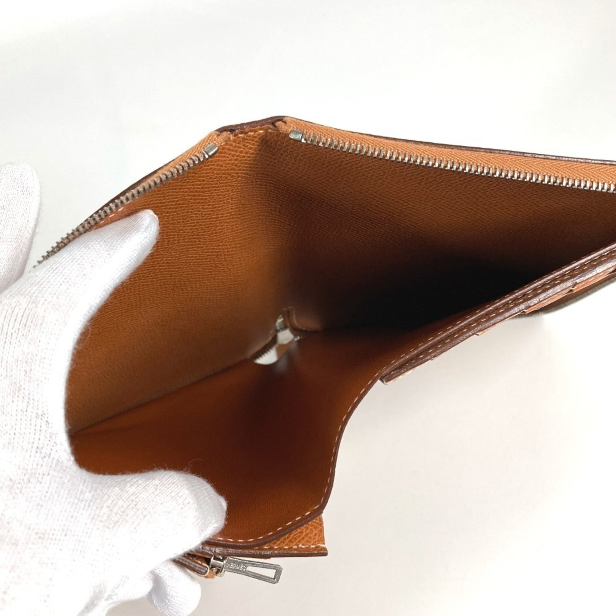 Hermes Azap Gold Leather Long Wallet (Bi-Fold) (Pre-Owned)