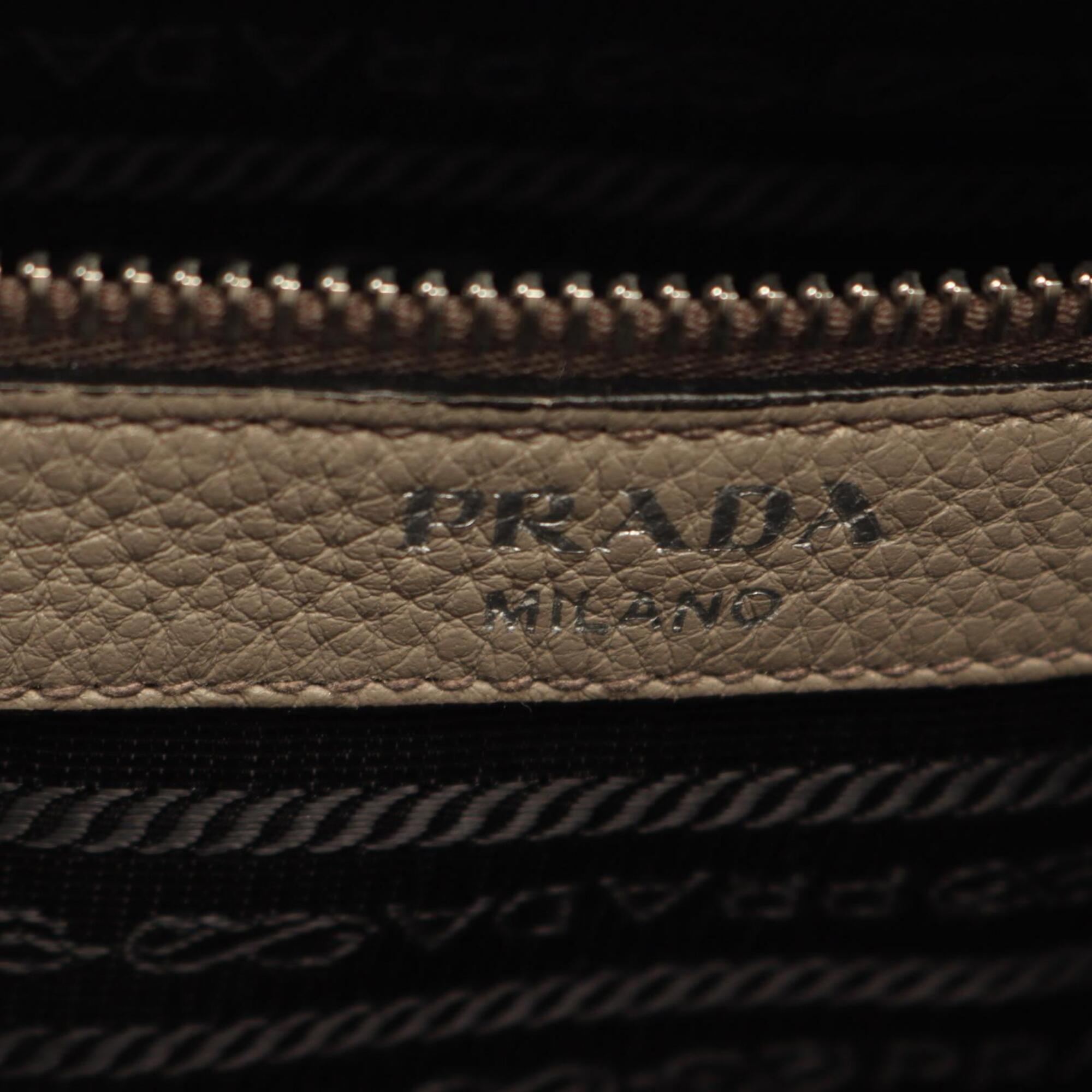 Prada Beige Leather Handbag Tote Bag (Pre-Owned)